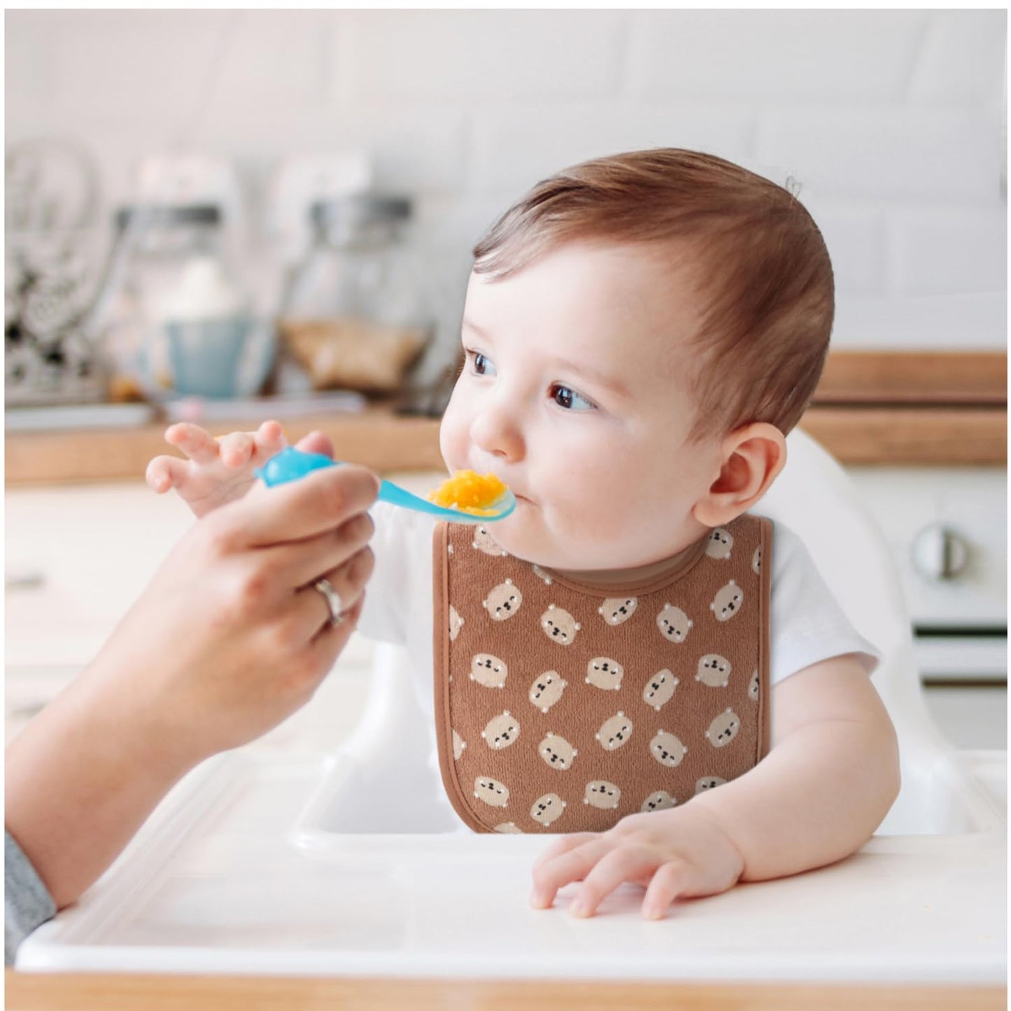 The Peanutshell - Baberos para bebé para niños o niñas, paño de rizo, alimentación, babeo, dentición esenciales para recién nacidos, bebés, bebés pequeños, género neutro, paquete de 10, gris, azul,