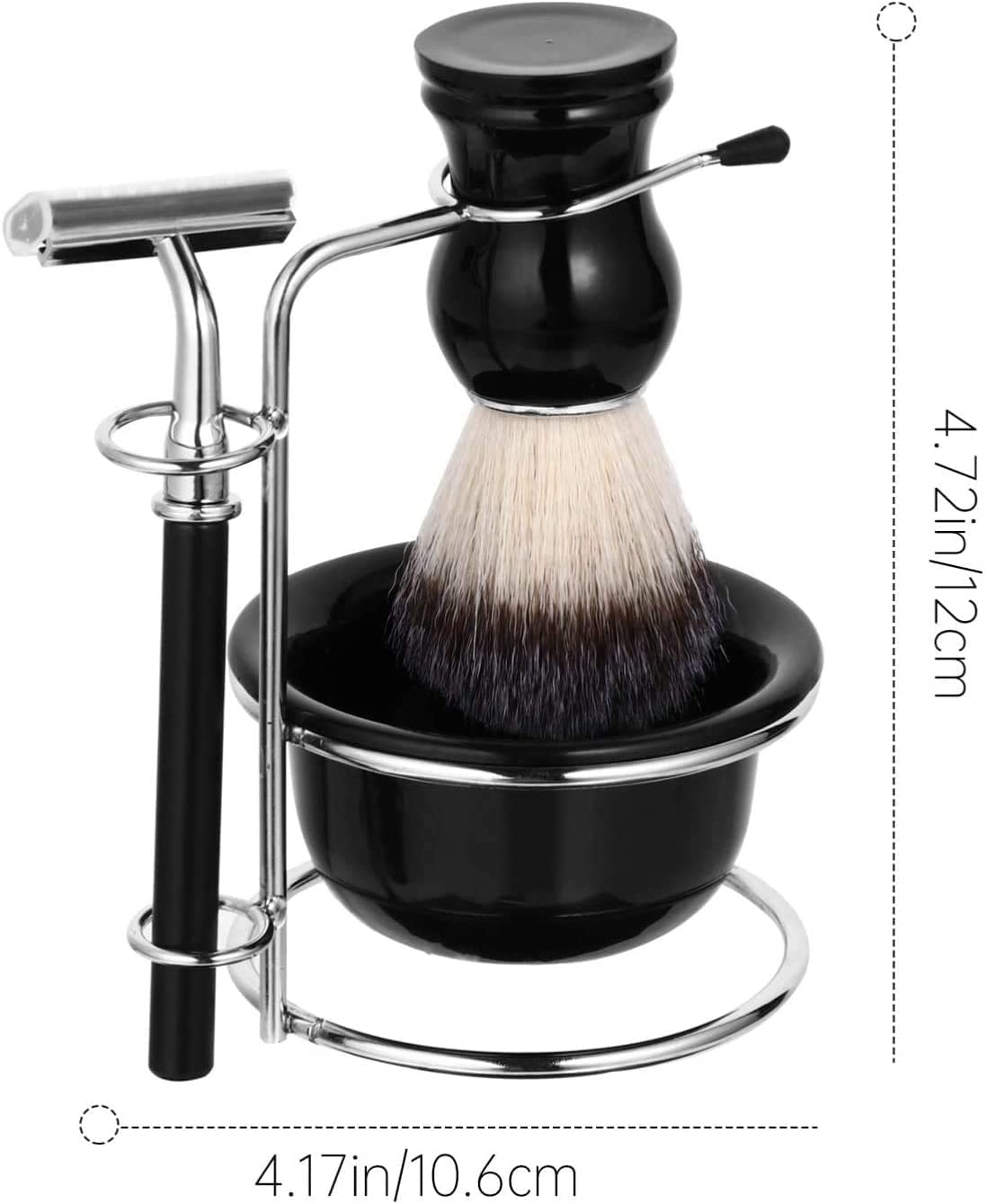 Juego de herramientas de afeitado para hombre con jabonera + cepillo de afeitado + soporte para cepillo + maquinilla de afeitar (4 cuchillas reemplazables), kits de afeitado para hombres, gran opción de regalo para tu hombre, marido, padre o hermano