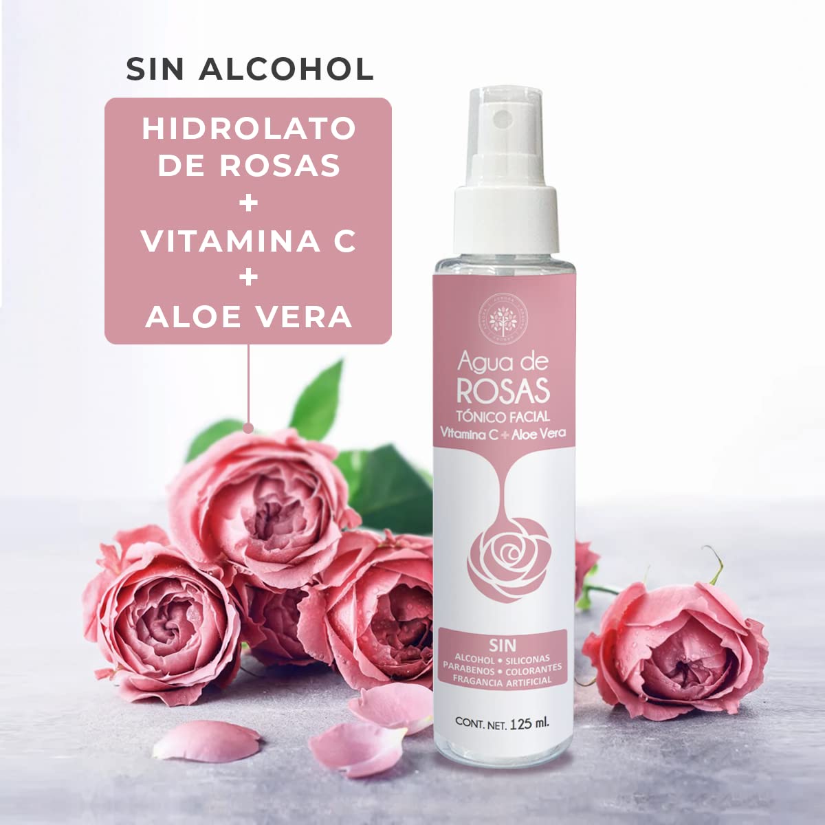 Kit Cuidado Facial: Tónico con Tea Tree + Agua de Rosas con Aloe Vera y Vitamina C - La combinación IDEAL para una Piel RADIANTE e HIDRATADA. 125 ml