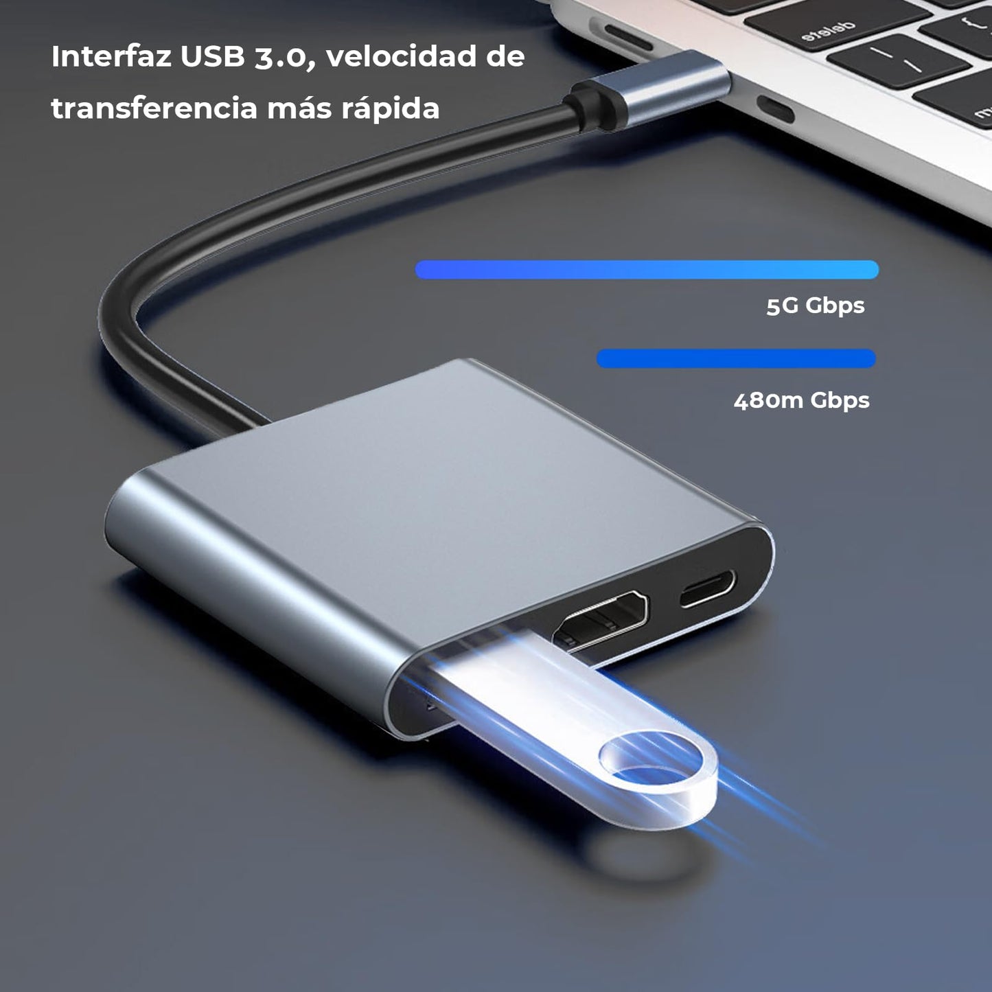Adaptador USB C WULAR 4K Multipuerto HDMI para MacBook Pro/Air/iPad y más Dispositivos TipoC