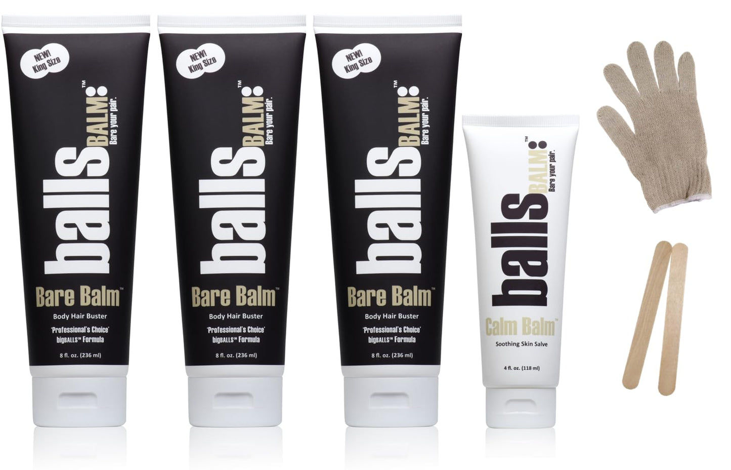 Sistema de Control del Vello Corporal The Bare Pair King Kombo con Guante Exfoliante