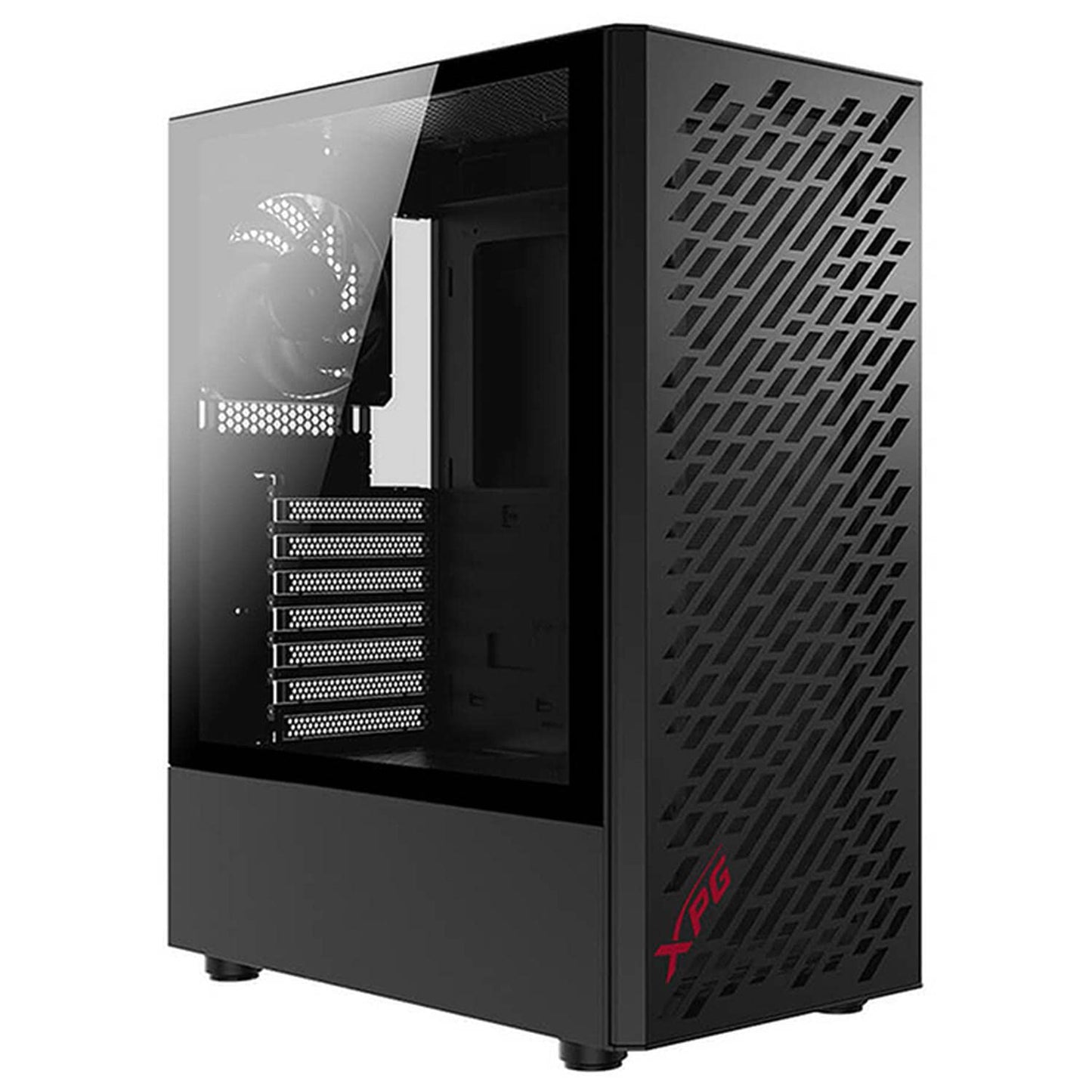 XPG Valor AIR - Chasis de torre media negra - El kit incluye 4 ventiladores Vento 120 | Mini-ITX, Micro-ATX, ATX PC Case | Vidrio templado de 3 mm | 7 ranuras PCIe - 2 bandejas HDD/SSD de 2.5 pulgadas
