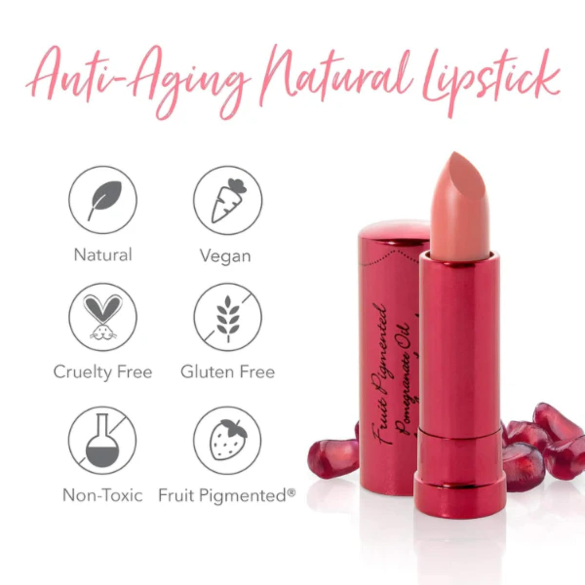 Labial Antiedad Pigmentado con Frutas, Tono Calendula, Hidratante con Aceite de Granada, Manteca de Cacao y Karité, Acabado Satinado