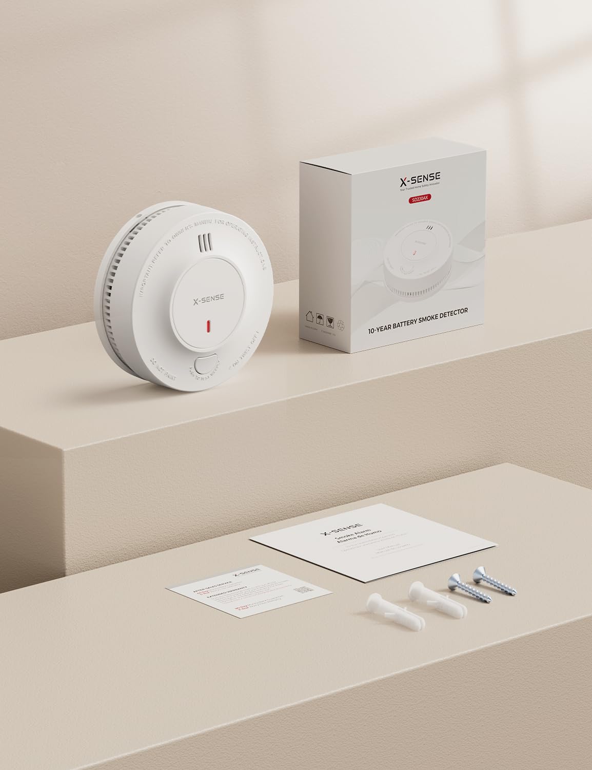 Detector de Humo X-Sense Blanco con Batería de 10 Años y Botón Silenciador