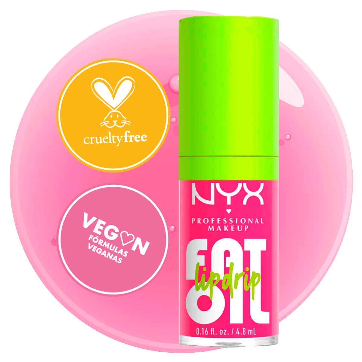 NYX Professional Makeup, Fat Oil Lip Drip Gloss, 4.8ml. Tono: Missed Call. Brillo labial hidratante con efecto jugoso hasta por 12 horas. Infusionado con aceite de aguacate, mora y frambuesa para una sensación no pegajosa. Fórmula vegana.