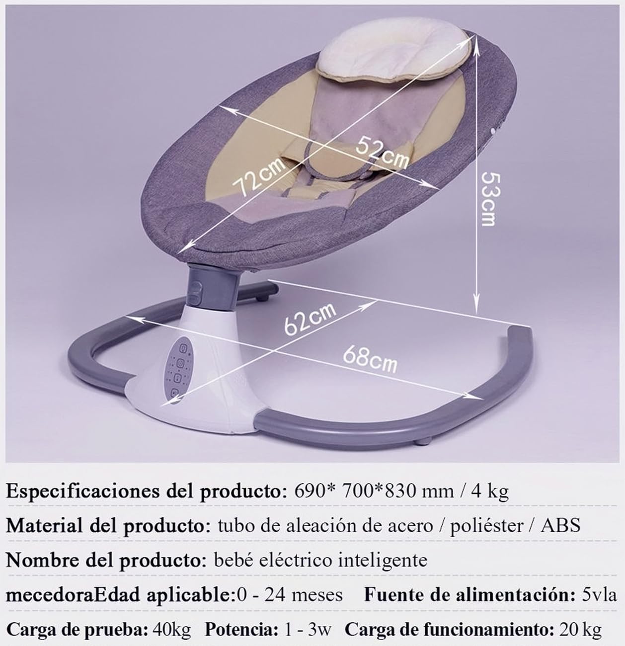 Mecedora Eléctrica PERFECTOP Azul Claro con Mosquitera para Bebé