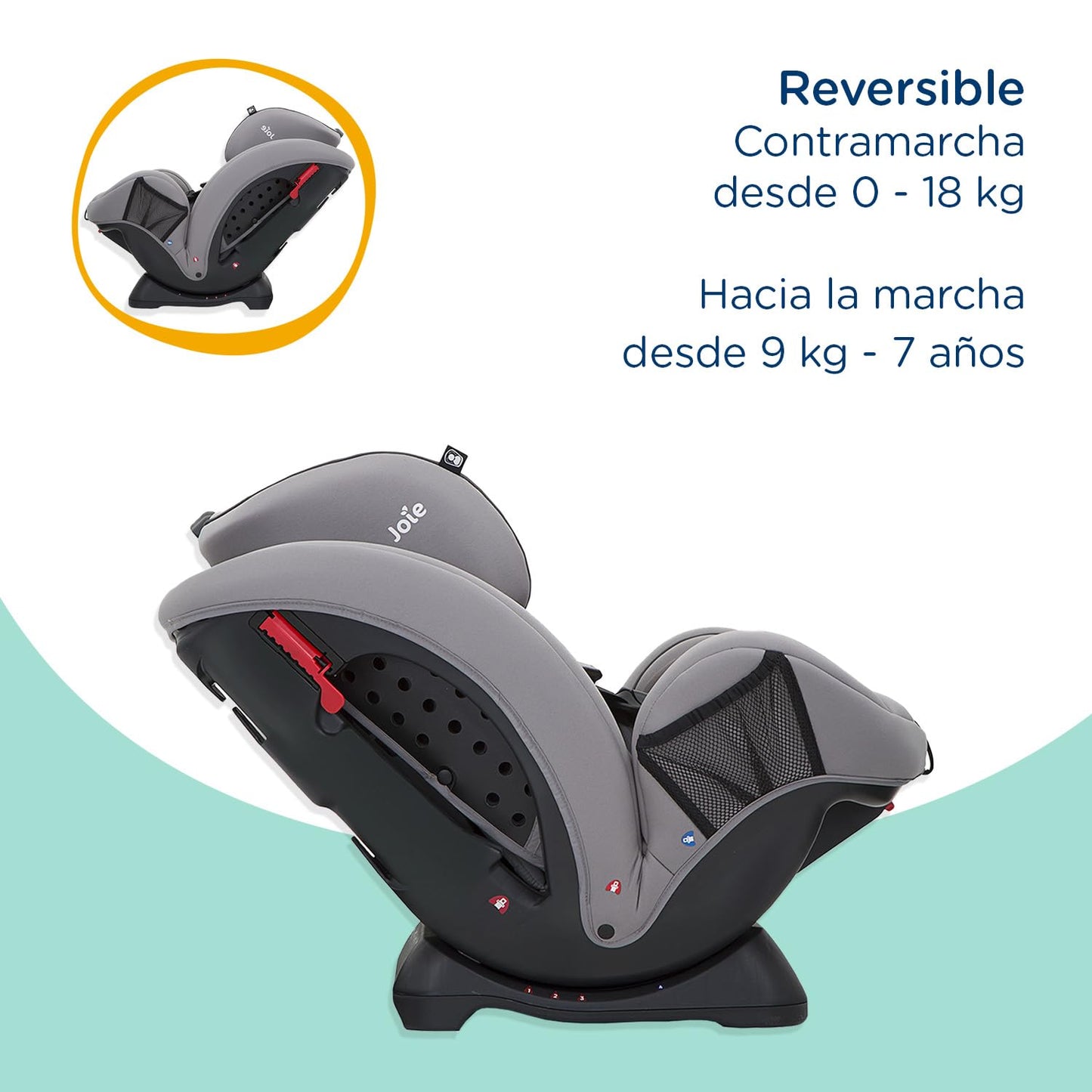 Joie Stages Autoasientos para Bebe - Asiento para Bebe Carro - Grow Together hasta 8 Años - Reversibe - Sistema contra Impactos Lateralesy de Reclinado - Booster Car Seat - Silla para Bebé Auto (Gris)