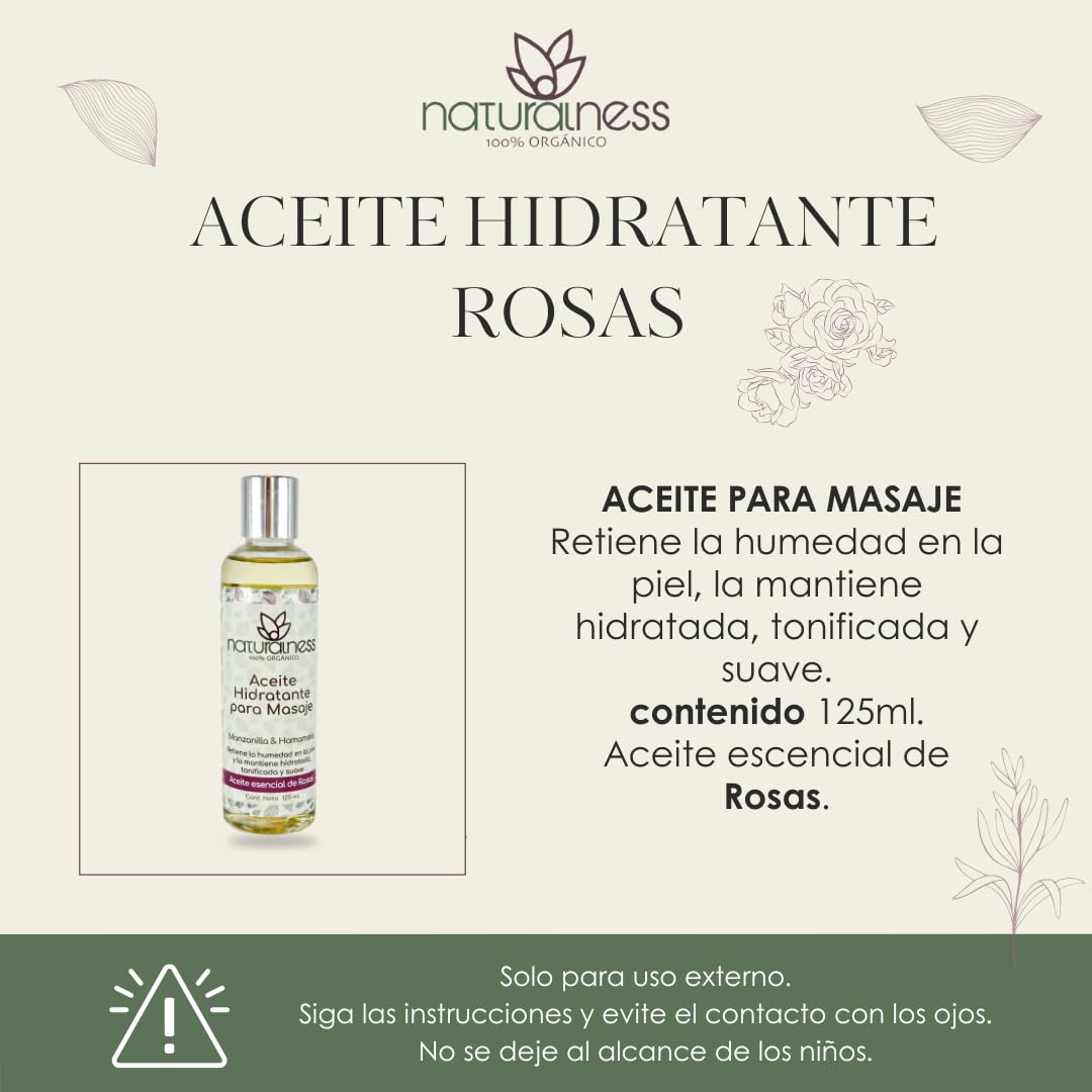 Aceite para Masaje Naturalness Rosas Extractos Herbales Naturales