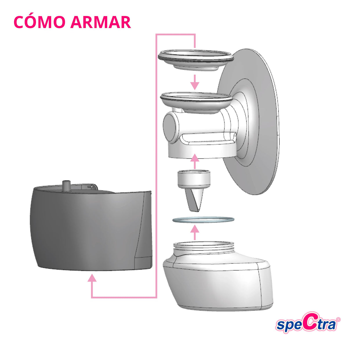 Spectra Set de Accesorios para Extractor de Leche Eléctrico Wearable Manos Libres | Incluye Copa 24 mm, Protector Anti Reflujo, Válvula, Botella, Cubierta | Accesorios y Repuestos | Original