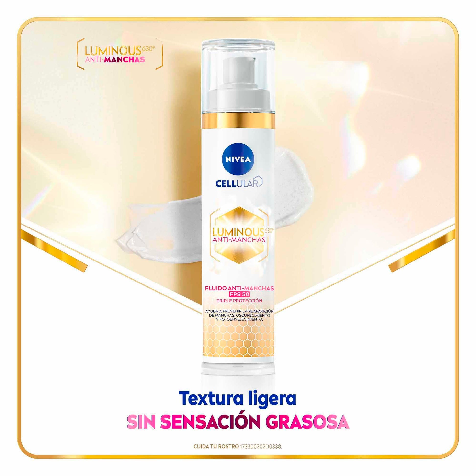 NIVEA Cellular LUMINOUS630 Fluido Facial Aclarador FPS50 | Anti-manchas y Ácido Hialurónico