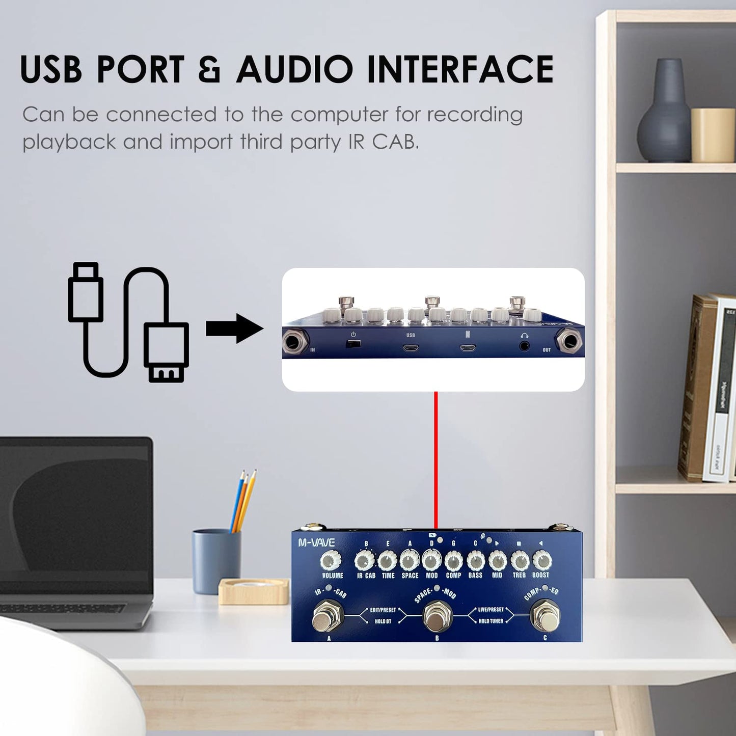 Cube Baby Pedal de Efecto Combinado de Graves Multifuncional portátil con reproducción de música Wirel grabación de teléfono o función de Interfaz
