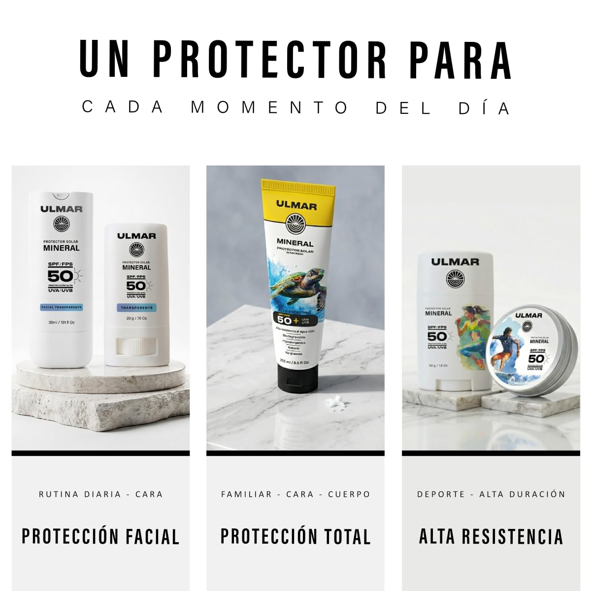 Ulmar Bálsamo Protector Solar Mineral FPS50 UVA + UVB Alta Resistencia 60gr