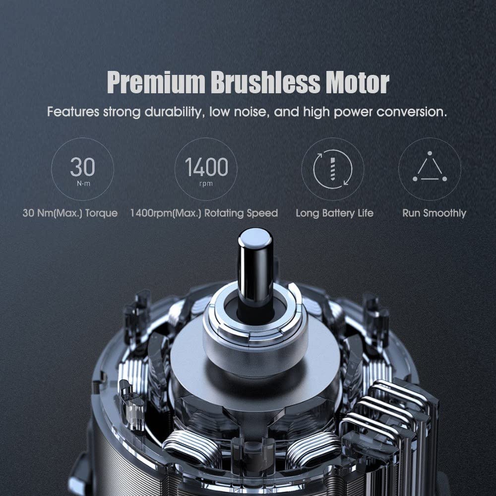 Xiaomi 12V Max taladro inalámbrico sin escobillas, 30 nm potente par, control de precisión de 30 velocidades, 3 modos de funcionamiento, visualización inteligente, gris