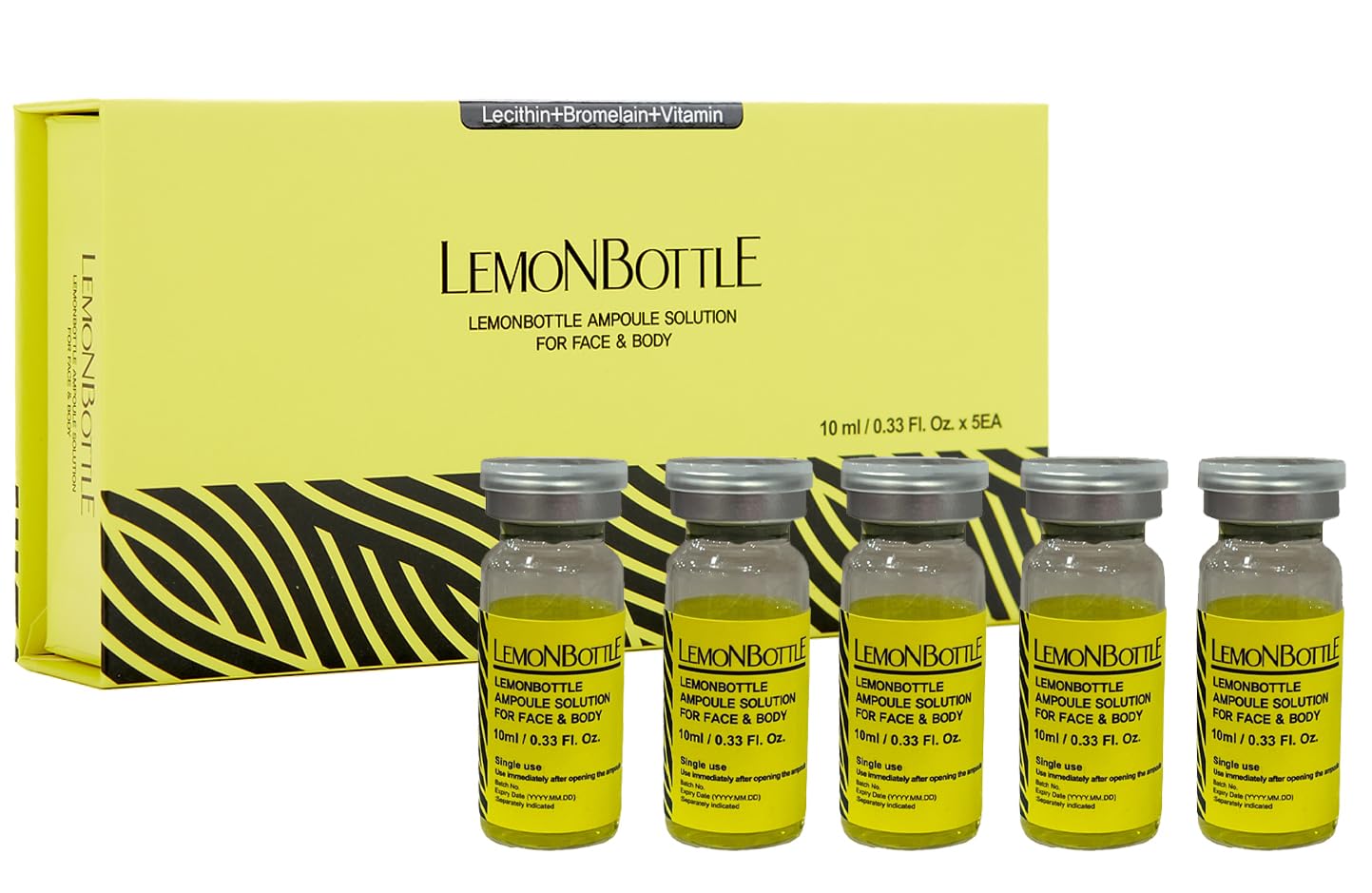 Lemon bottle solución de ampolla | 5 viales de 0.3 fl oz | Dispendiente de grasa | Suero cosmético