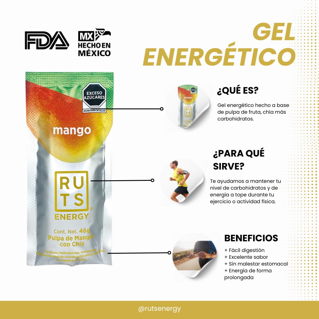 Gel Energético RUTS Mango Caja con 12 Geles