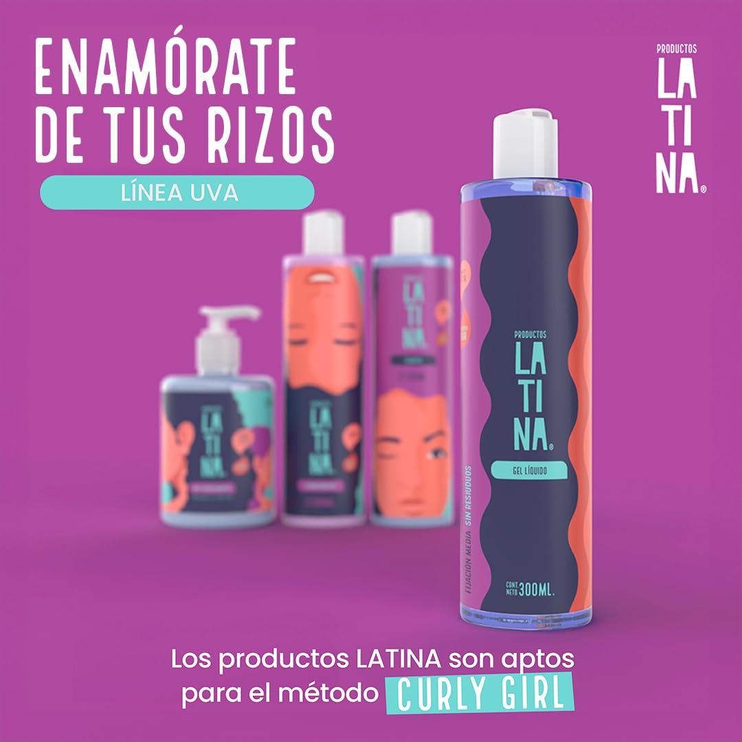 LATINA® | Gel para el Cabello Líquido | Belleza Mujer Repara y Proteje - Activador de Rizos | Complementar con Tratamiento para Cabello Maltratado | Anti Frizz Cabello - 300ml