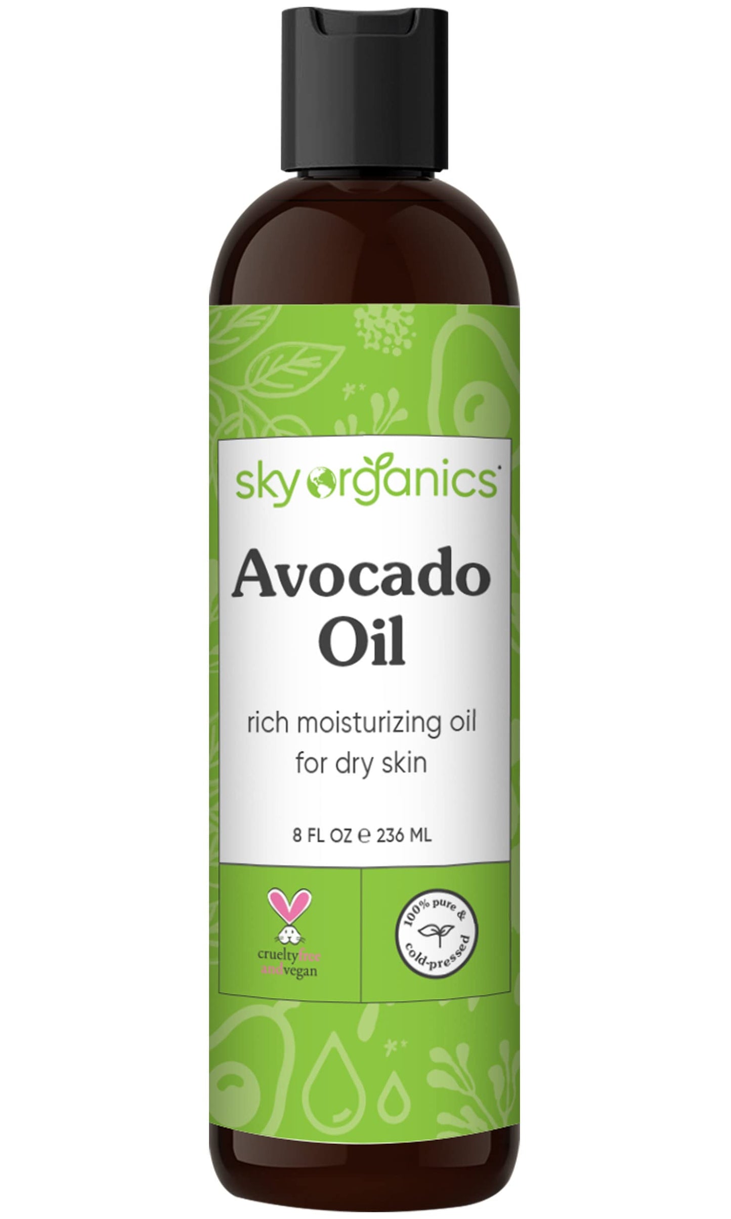 Avocado Oil by Sky Organics - 100% Pure, Natural & Cold-Pressed Avocado Oil - Ideal for Massage, Cooking and Aromatherapy- Rich in Vitamin E and Oleic Acid - 8oz