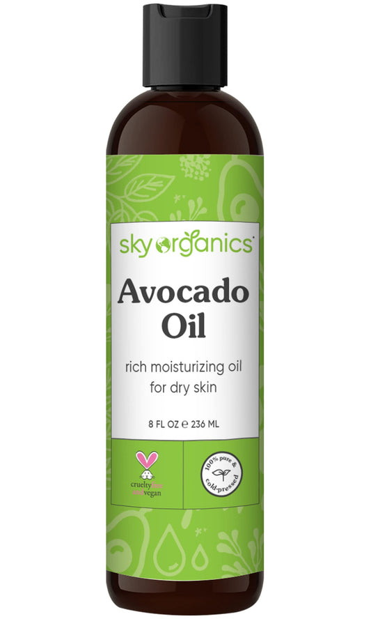 Avocado Oil by Sky Organics - 100% Pure, Natural & Cold-Pressed Avocado Oil - Ideal for Massage, Cooking and Aromatherapy- Rich in Vitamin E and Oleic Acid - 8oz