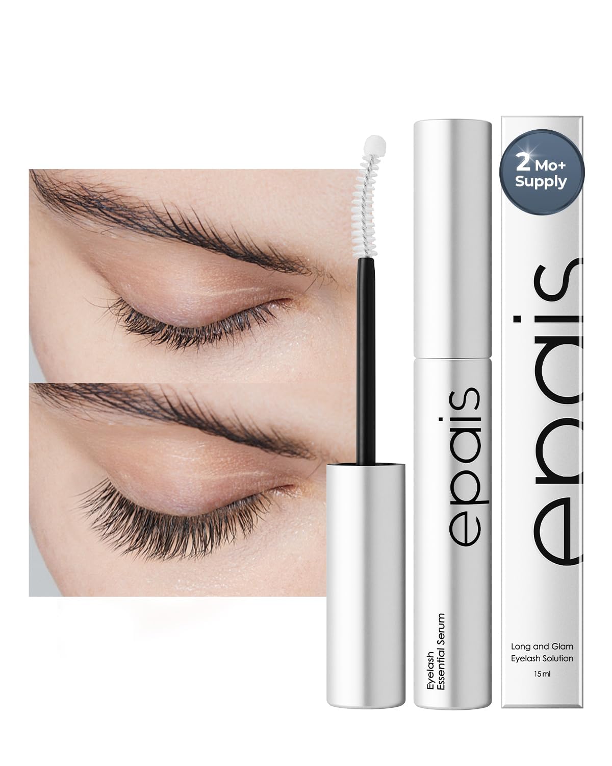 EPAIS Essential Eyelash Growth Serum, Jumbo Size 15ml/0.5fl.oz - Safe & Gentle Lashes Care, Nutrient Formula for Longer, Fuller, Thicker in 2 Weeks, Peptides, Biotin, Non-Prostaglandin, Paraben-Free
