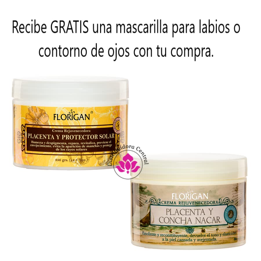 Crema Rejuvenecedora Placenta y Protector Solar Florigan® 350grs.