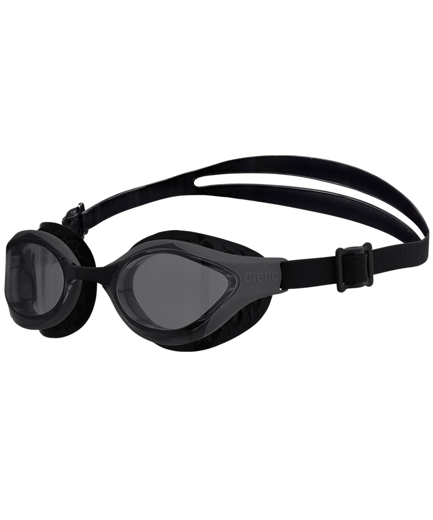 ARENA - anteojos de natación unisex para adultos con ondas de aire, antivaho, para hombres y mujeres, con sellos acolchados, comodidad superior, lentes sin espejo, humo/negro