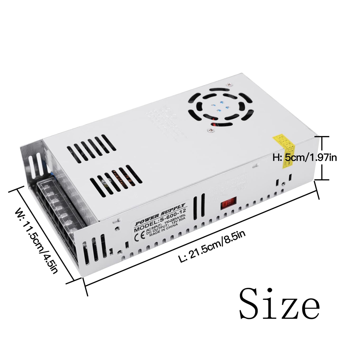 GESD Adaptador DC 12V 50A 600W TRANSFORMADOR Interruptor fuente de alimentación CA 110V/220V CC 12V 20A LED driver para tira de luz LED CCTV Cámara sistema