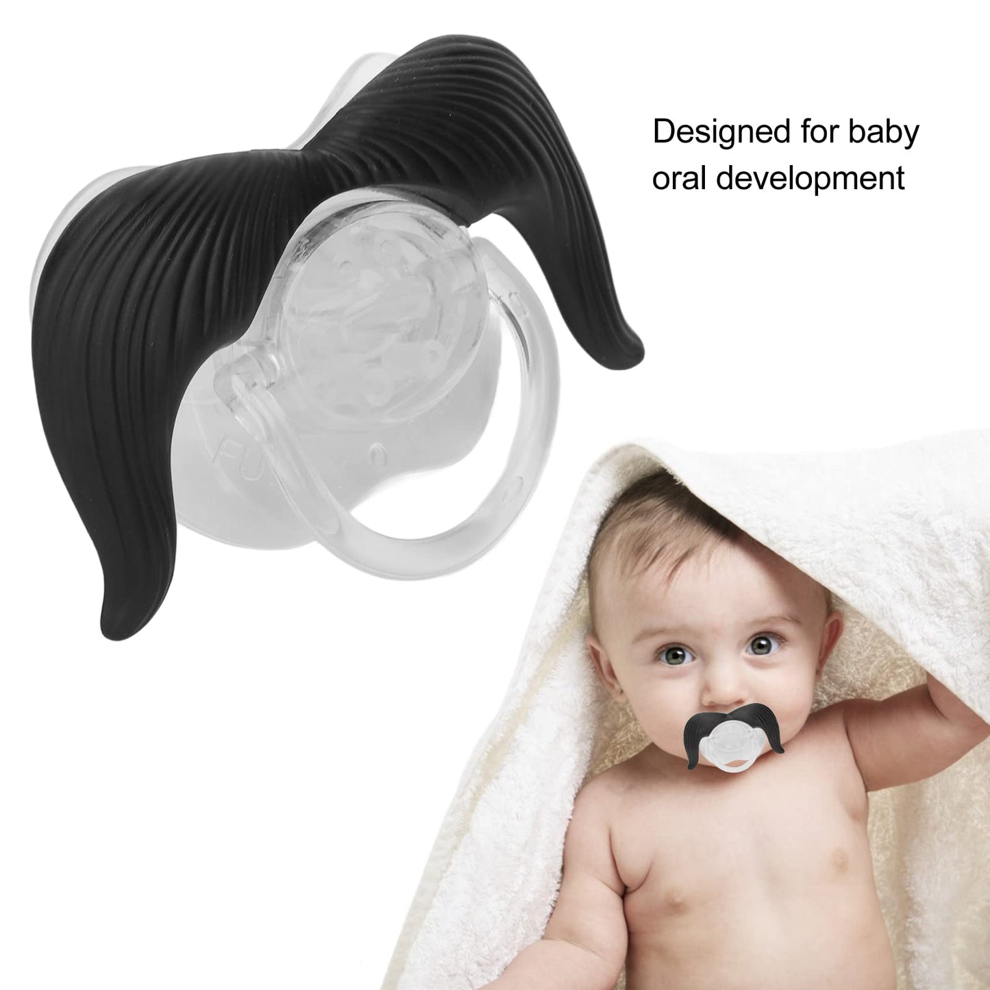 Chupete para bebé, Chupete de Noche, Chupete Divertido para bebé, Chupete de Silicona Suave Divertido para Barba Larga, Herramienta de Ortodoncia para Masticar Infantil