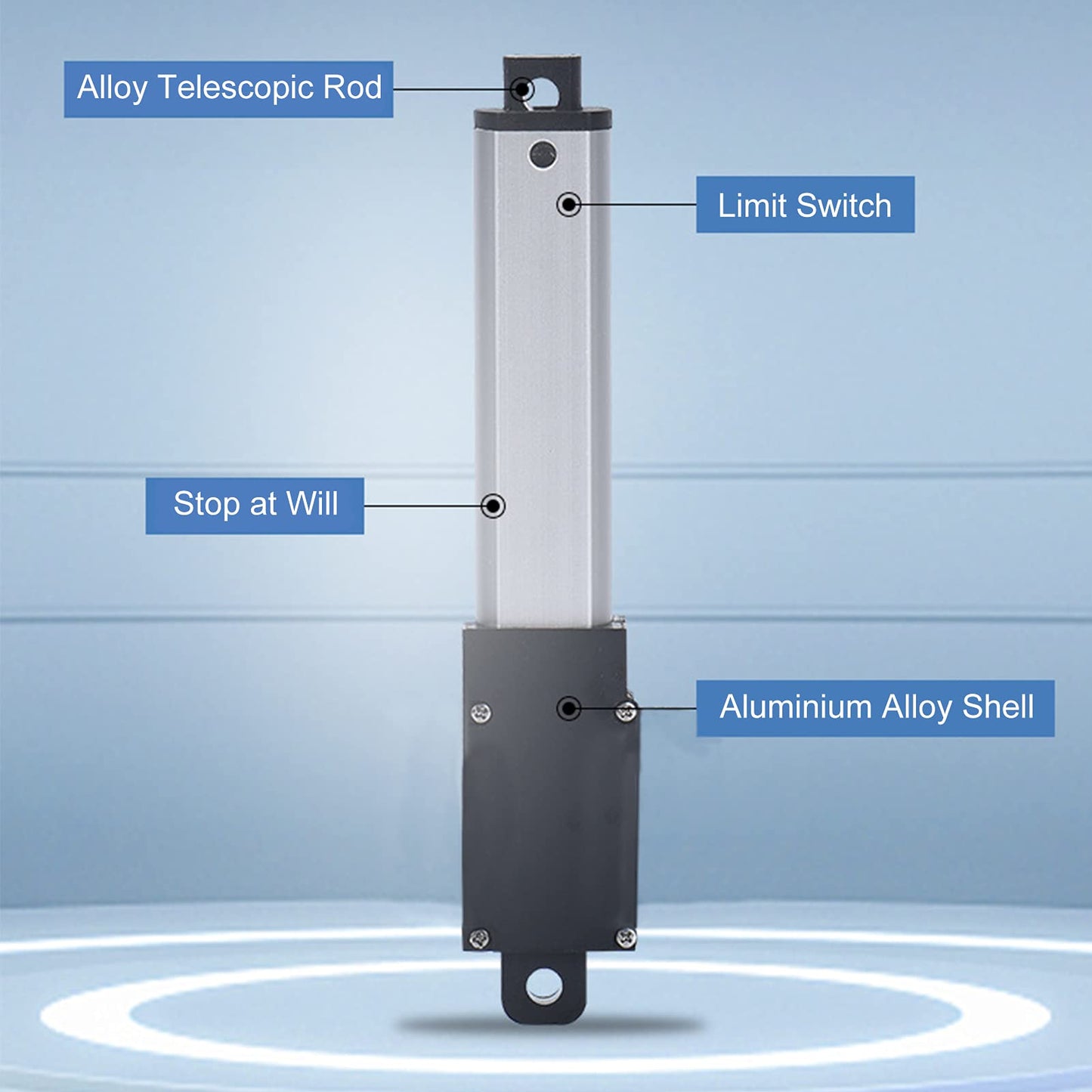 Actuador Lineal Eléctrico de Alta Velocidad, Carrera 100 Mm, 12 V CC, Negro, para Maquinaria Industrial y Agrícola