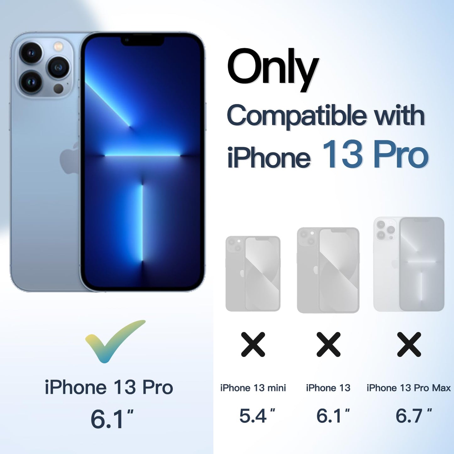 JETech Funda para iPhone 13 Pro 6.1 Pulgadas, Carcasa Antigolpes, Marco de TPU Mate Color Sólido, Anti-Arañazos Respaldo Transparente (Azul Alpino)