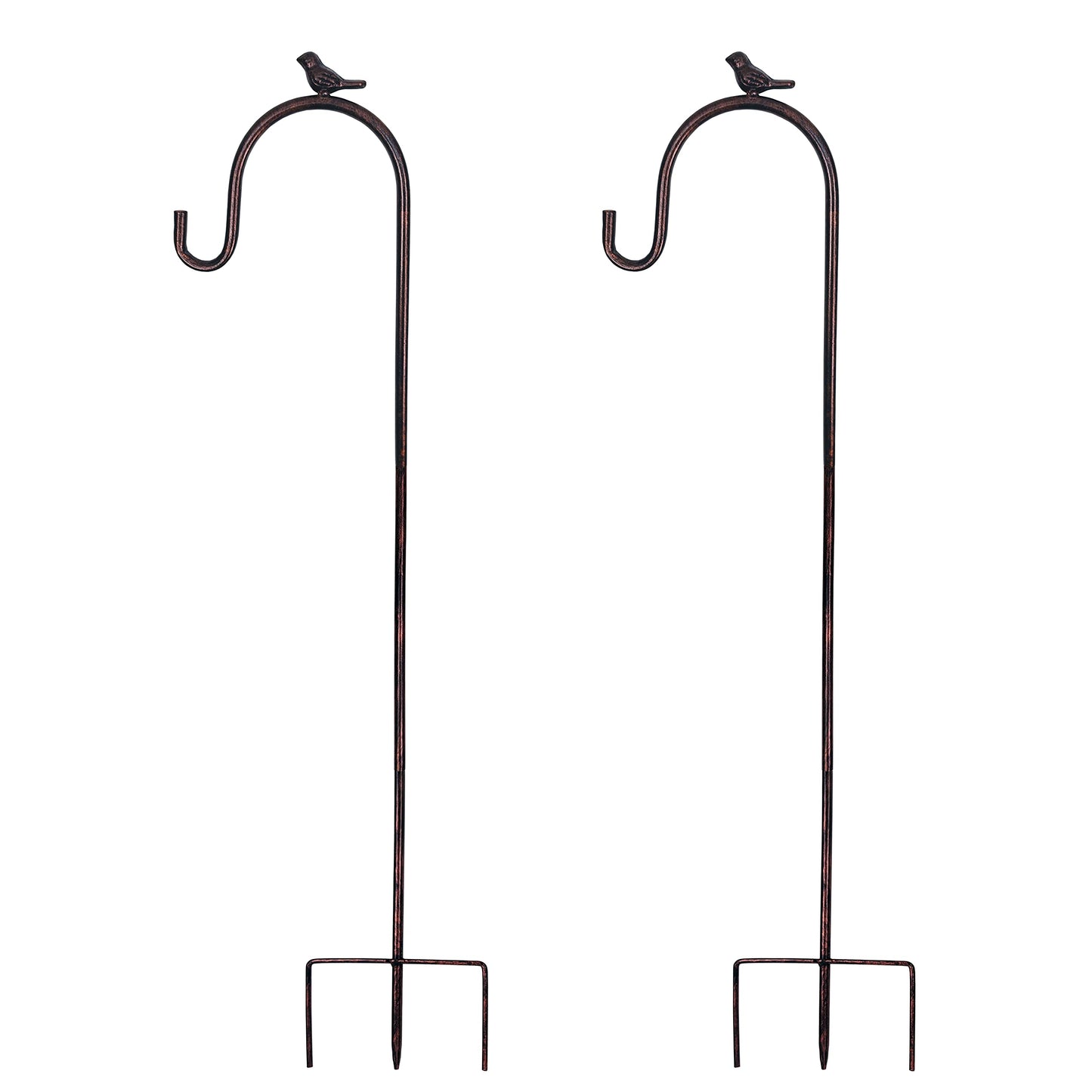 COOZZYHOUR - Ganchos de pastor de 39 pulgadas para exteriores, juego de 2 ganchos de metal para colgar luces solares, comederos de pájaros, cesta de flores, luces de Navidad, linternas, estacas de