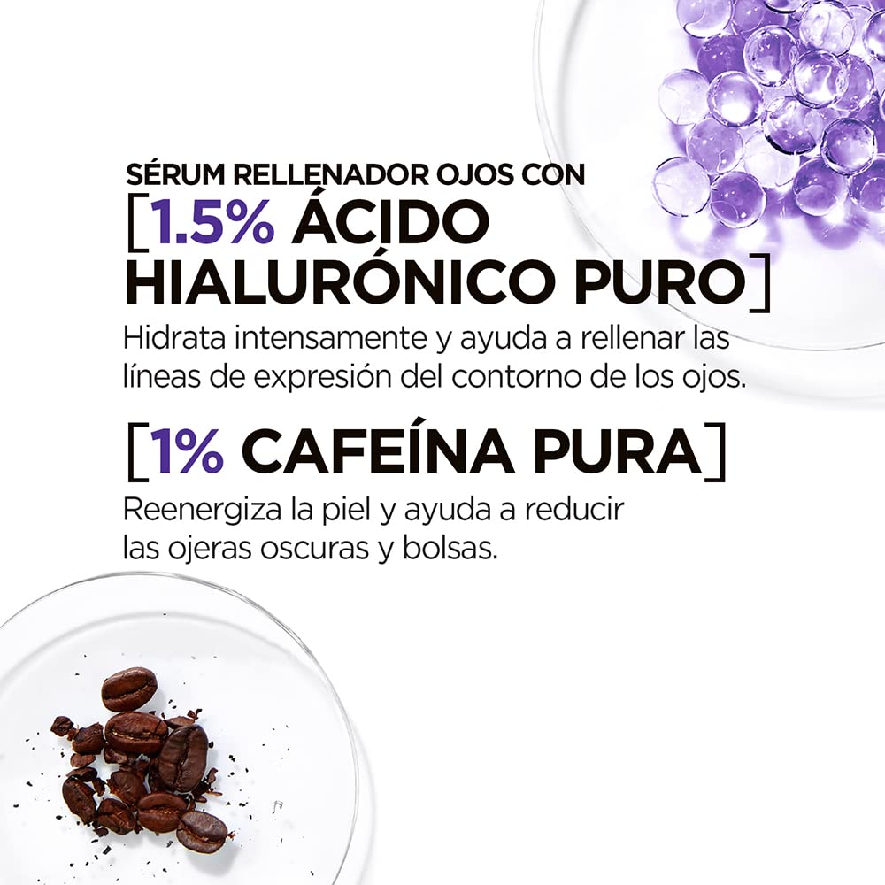 L'Oreal Paris Serum Facial Anti Arrugas Acido Hialuronico Revitalift L'Oreal Paris + Serum de Ojos Anti Líneas de Expresión Revitalift Ácido Hialurónico, 20 ml + Gel Limpiador Facial,150 ml