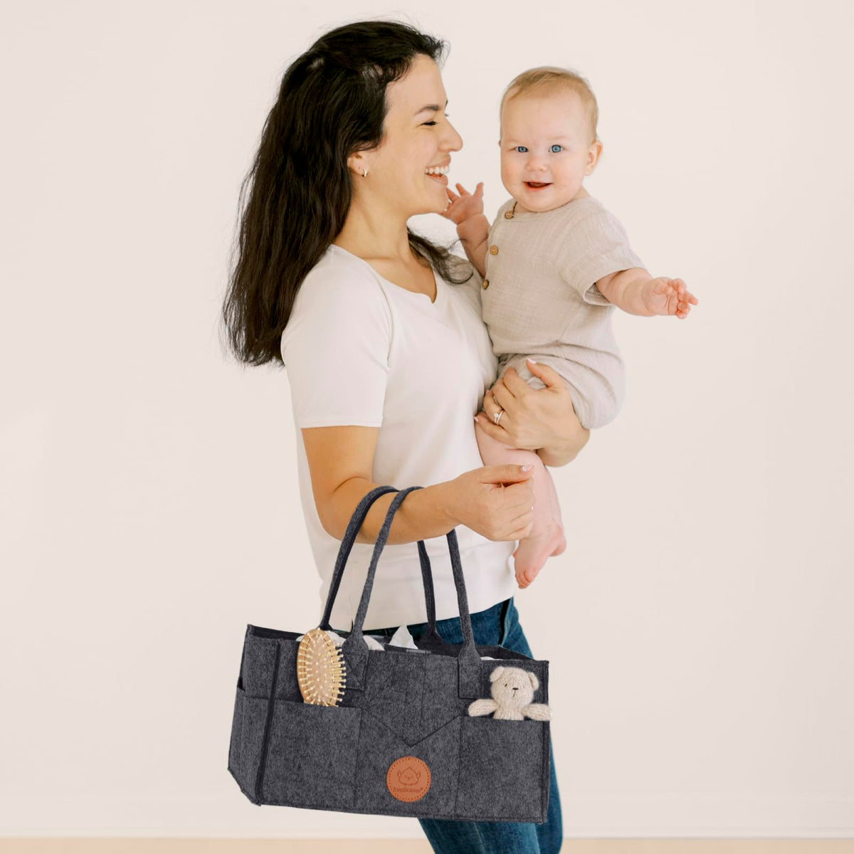 KeaBabies Organizador de pañales para bebé con asa, portátil (gris místico)