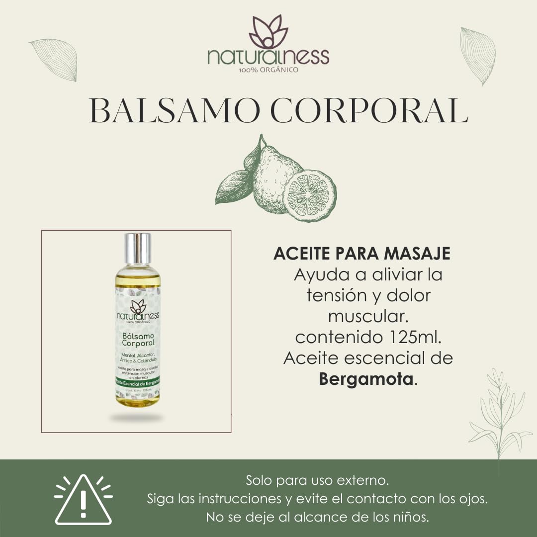 Aceite para Masaje Naturalness Bergamota Refrescante con Mentol y Alcanfor