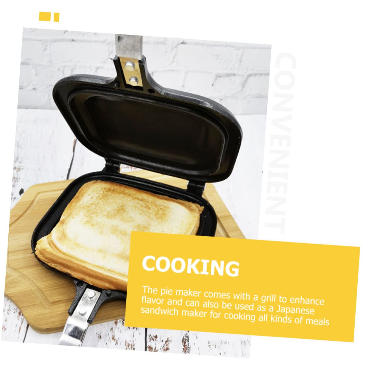 Anneome - Sartén de sándwiches para hornear antiadherentes, tostador de hierro doble, sándwichera, sartén para cocina, sartén para pan, sándwiches, sartén para cocina, sartén para sándwiches