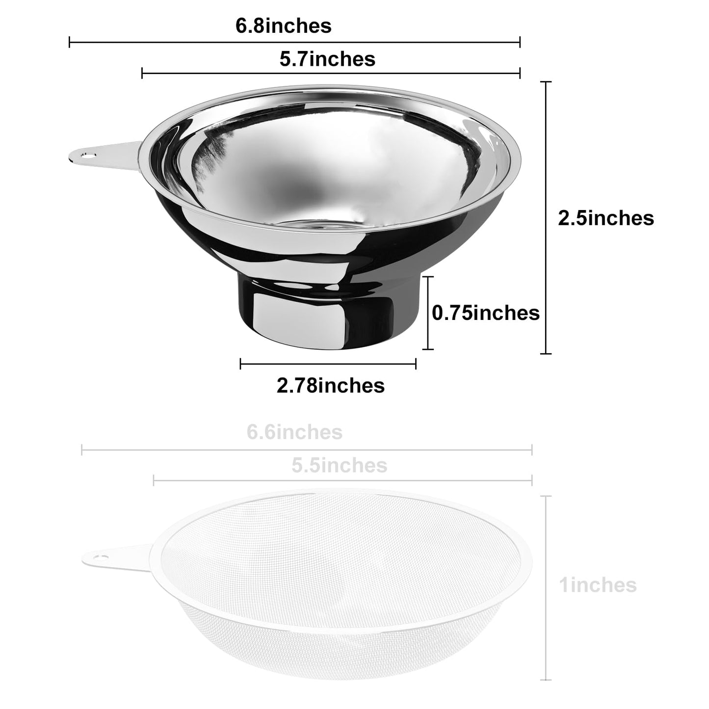 Embudo de Enlatado Serinar Metálico para Tarros de Boca Ancha de Acero Inoxidable