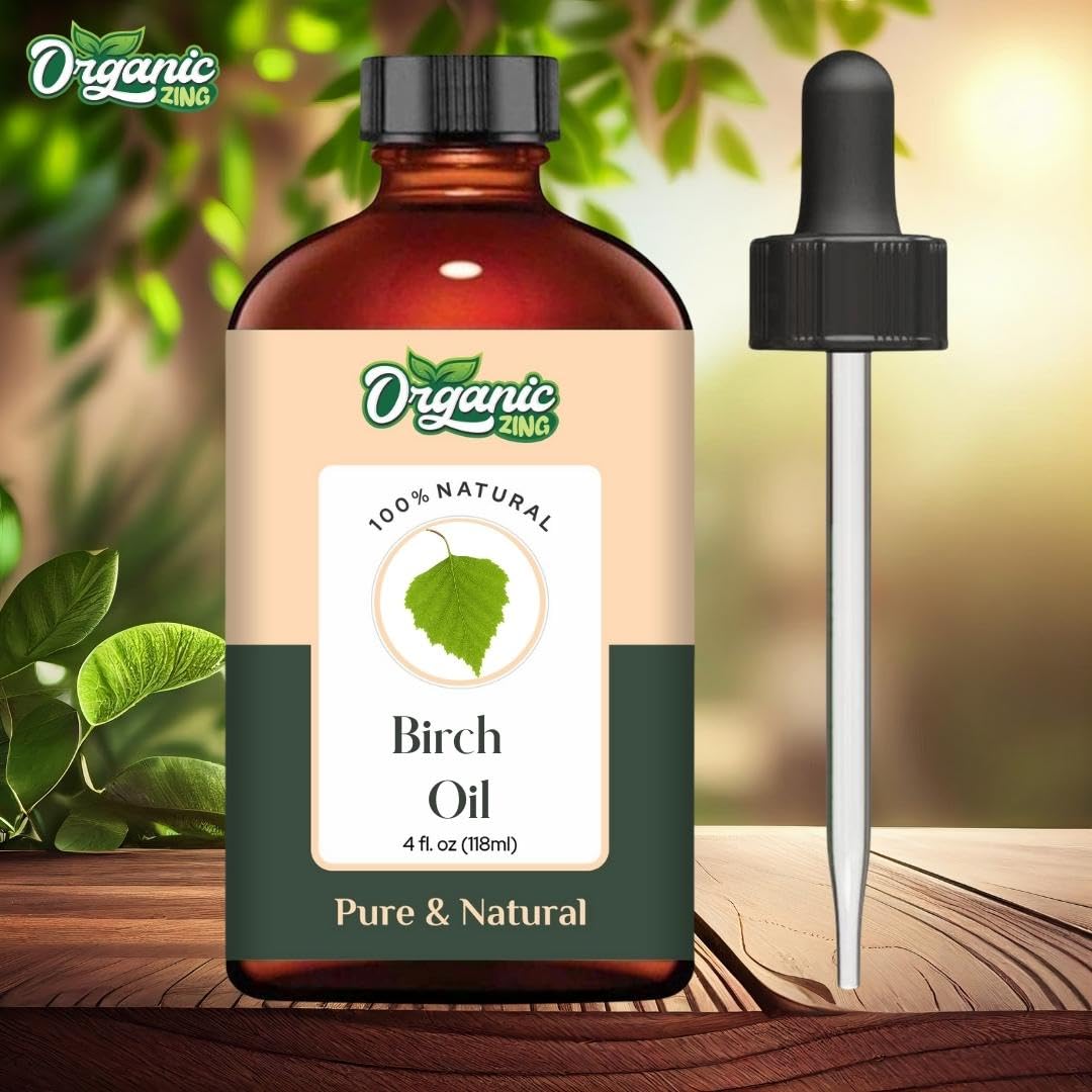 Organic Zing Birch (Betula) Oil | Pure & Natural Essential Oil for Skincare, Hair Care, Aroma & Diffusers - 118ml/3.99fl oz