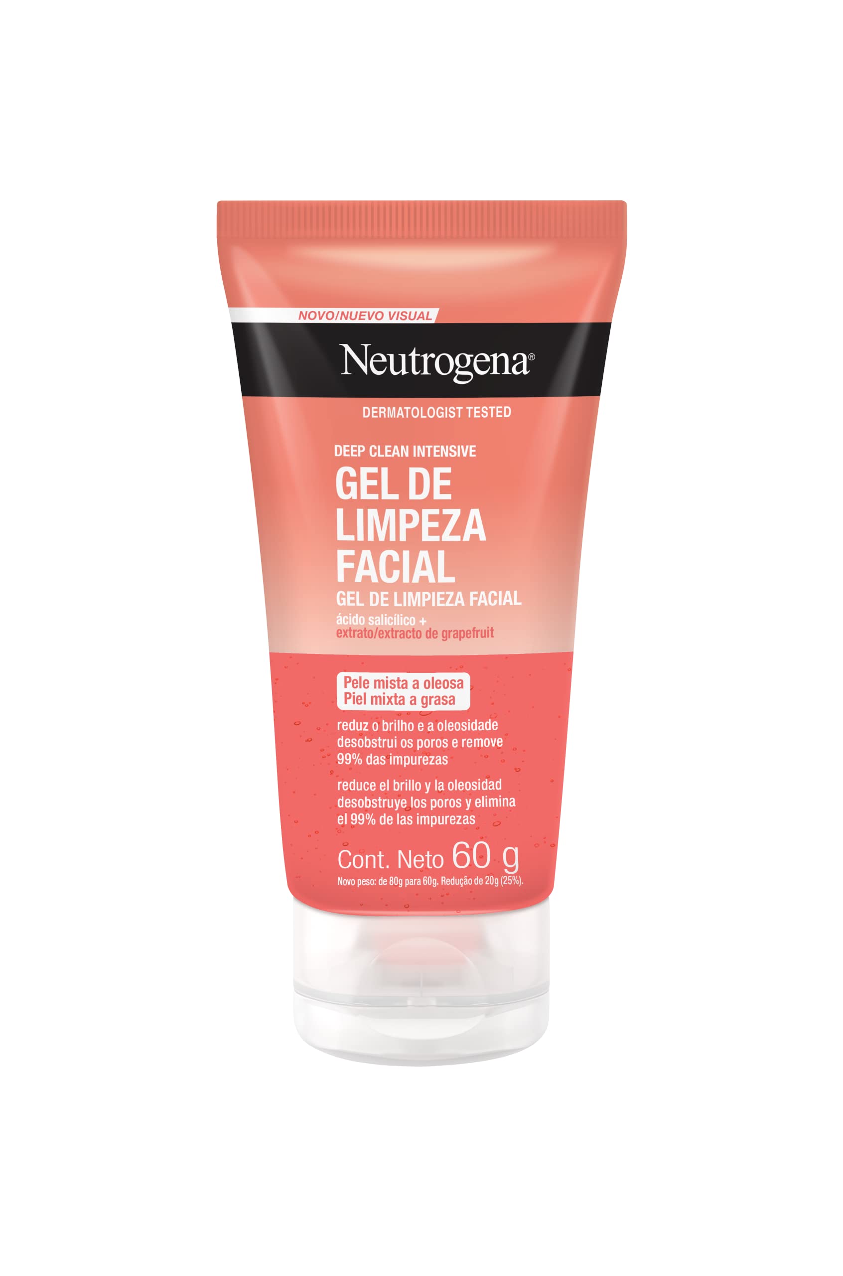 Gel Limpiador Facial Neutrogena Deep Clean Intensive Toronja Ácido Salicílico 60 ml + Gel Limpiador Facial Purified Skin Ácido glicólico 150 g