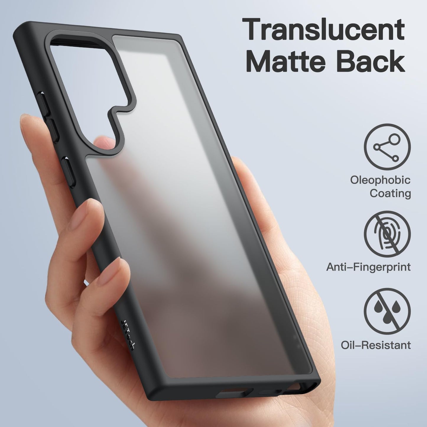 JETech Funda Mate para Samsung Galaxy S24 Ultra 5G, Carcasa Fina Trasera Translúcida Esmerilada, Antihuellas (Negro)