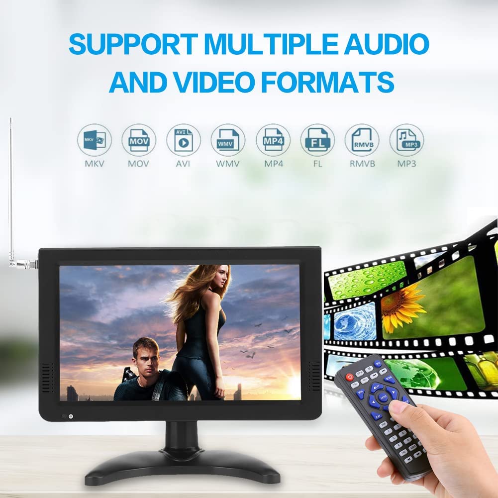 Fosa LEADSTAR TV Digital para automóvil, televisión portátil portátil ATSC Televisor estéreo 1080P Reproductor de Video con Radio FM y Soporte de ventosas con Doble Altavoz y Control Remoto (10in)