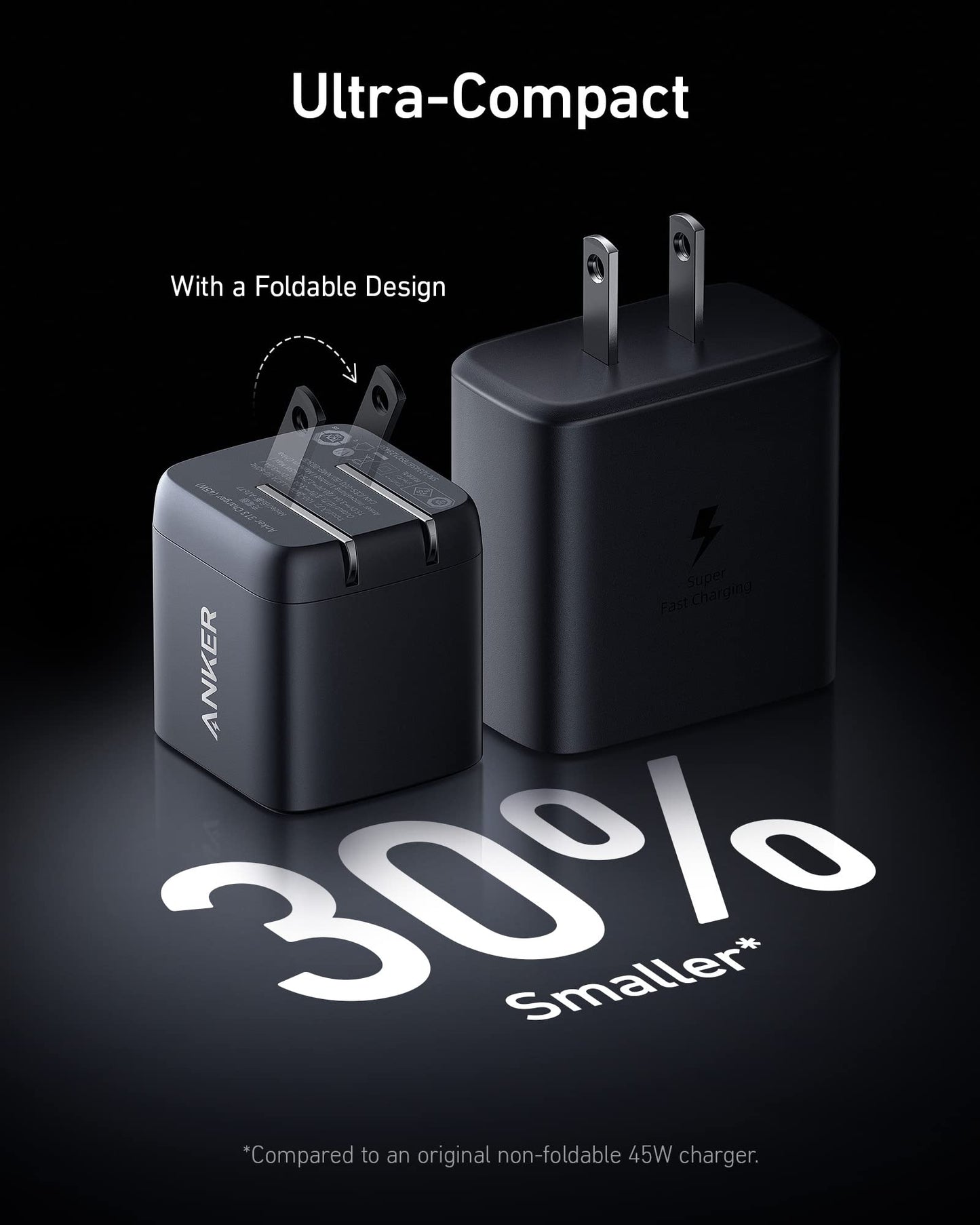 Anker Cargador 313 USB C, 45W con Carga rápida 2.0, para Samsung Series, iPhone Series, Andriod Series