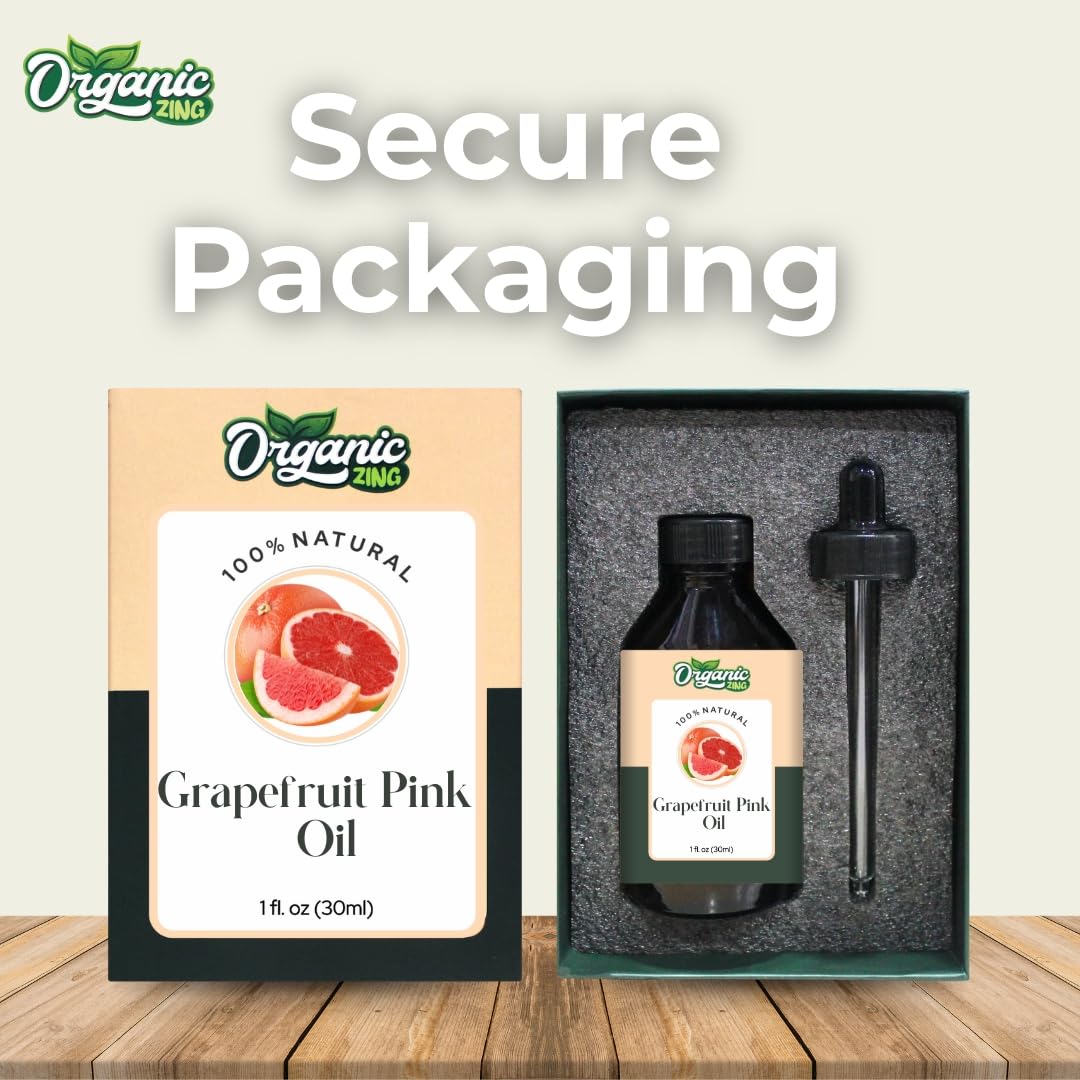 Organic Zing Grapefruit Pink (Citrus × paradisi) Oil | Pure & Natural Essential Oil for Skincare, Hair Care, Aroma and Diffusers- 30ml/1.01fl oz