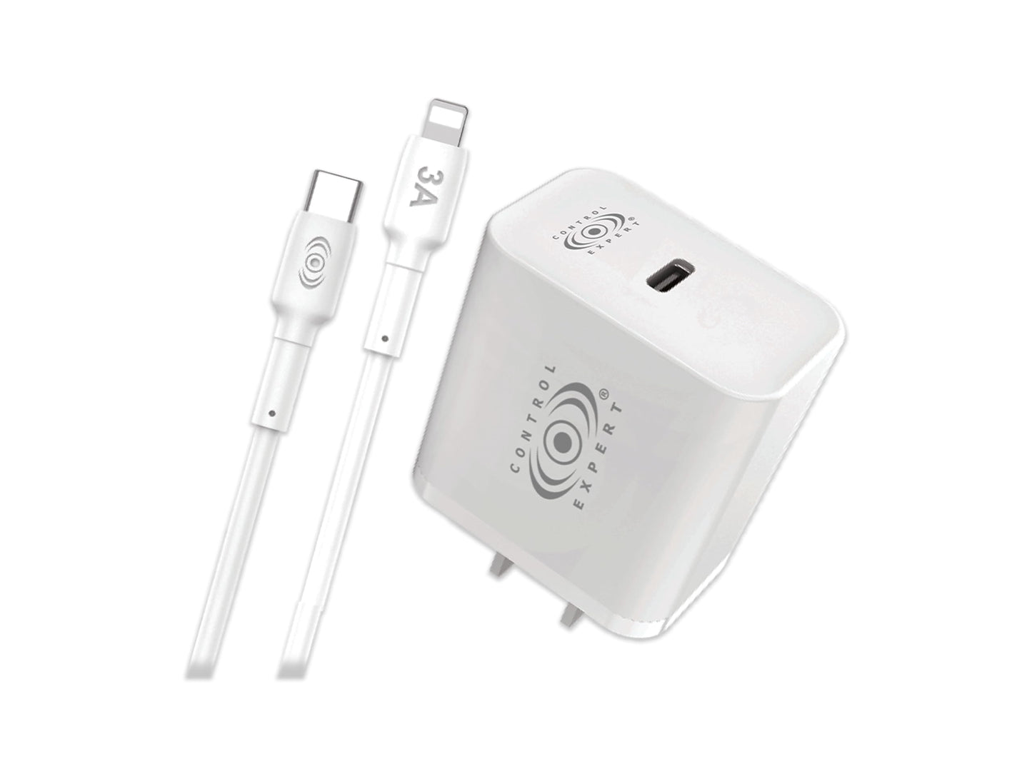 CONTROL EXPERT Cargador Carga Ultra Rápida para iPhone 3A 20W Cable de 1 Metro USB a Lighntning (BLANCO)