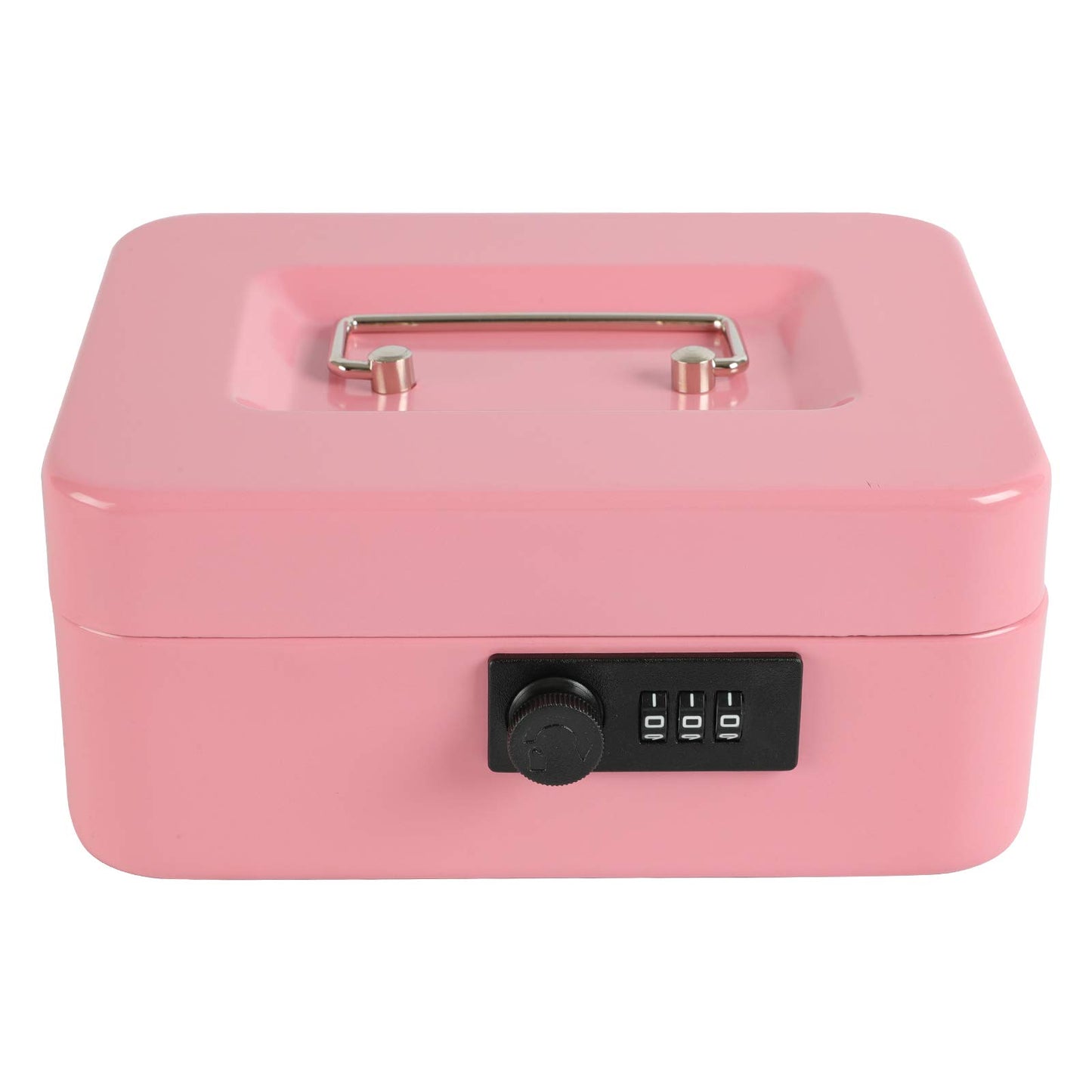 Caja fuerte Xydled de acero con cerradura de combinación, caja fuerte con bandeja extraíble para monedas y cerradura de llave, 20 x 16 x 9 cm.