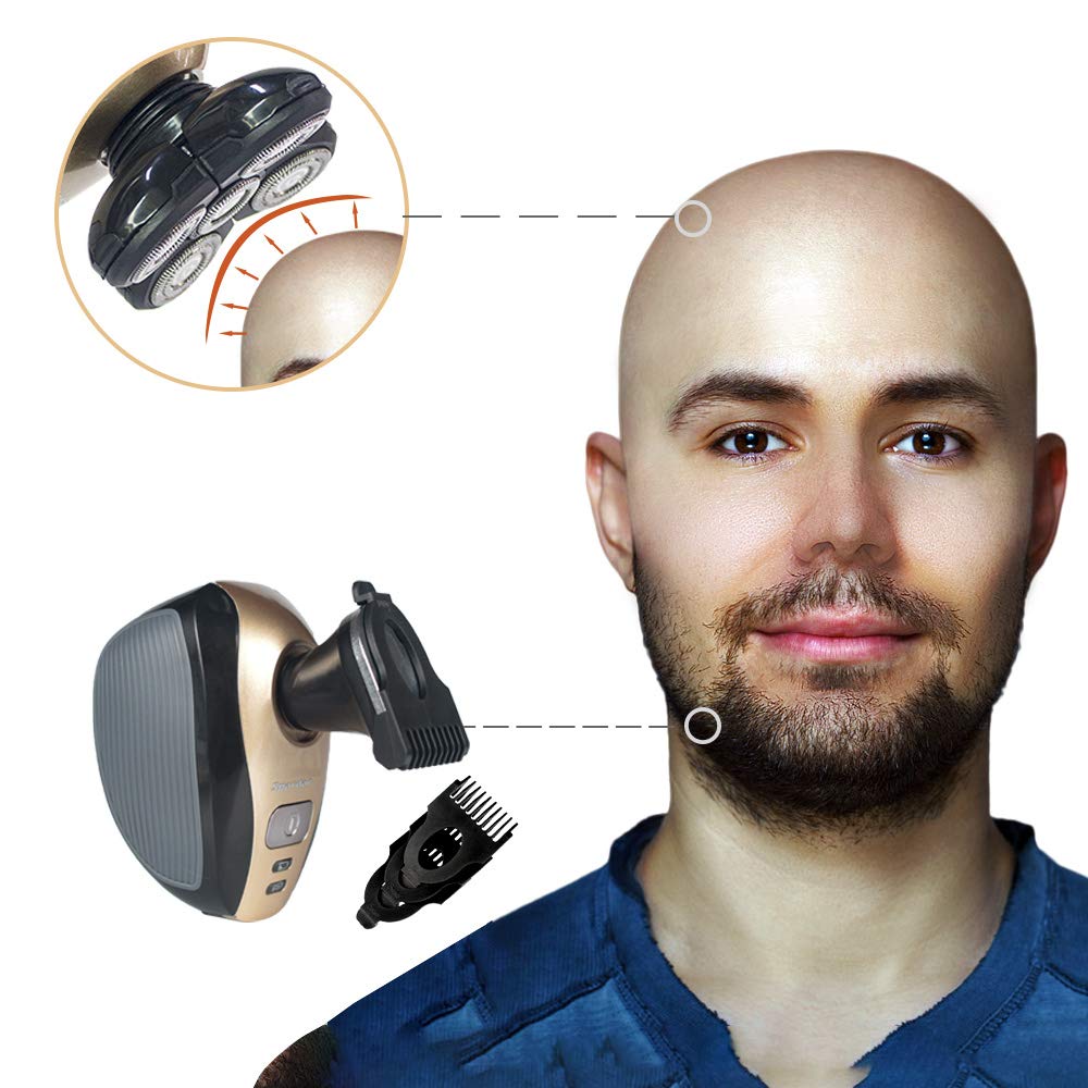 Afeitadora Eléctrica Hombre,Afeitadora Eléctrica 5 en 1 Para Hombres,Afeitadoras de Cabeza Flotante 4D para Hombres Calvos,Kit de Aseo Inalámbrico Skull Shaver 5 Head con IPX7 Impermeable,para Barba