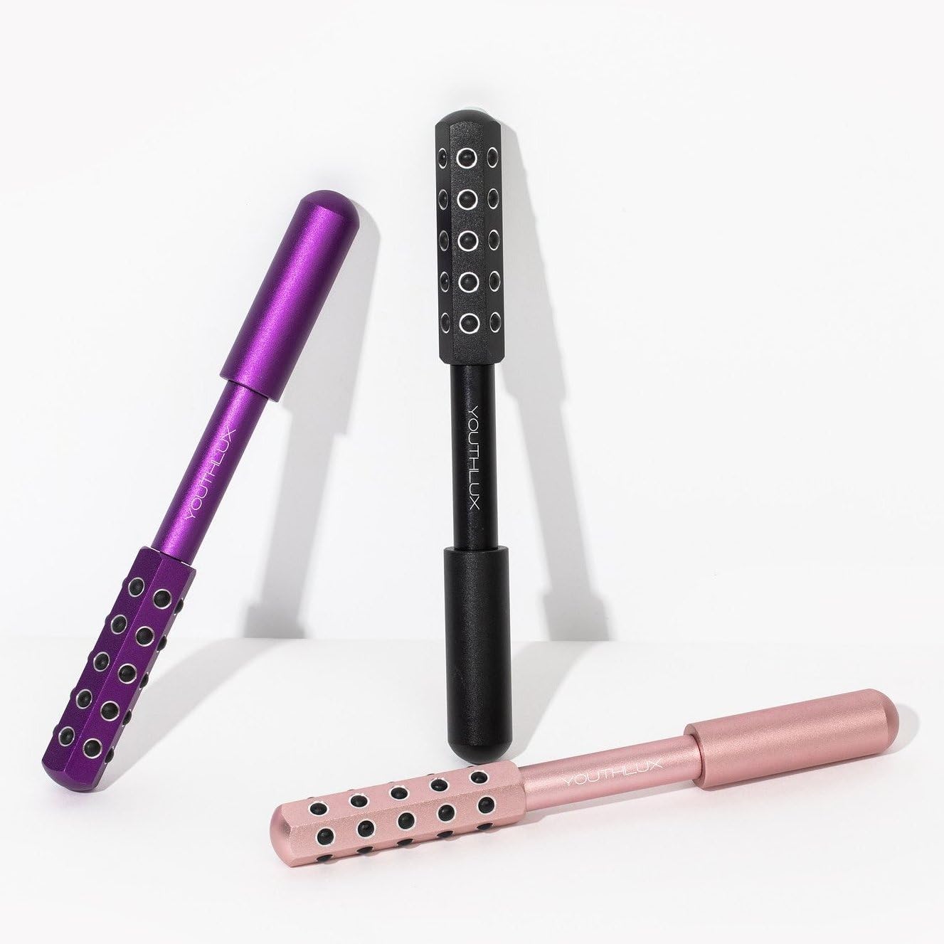 YOUTHLAB Radiance Roller - Germanium Stone Uplifting Face Massage Beauty Roller/Tool for Skin Tightening/Firming, De-Puffing, Anti-Aging and Tension Relief (Purple and Rose Gold)