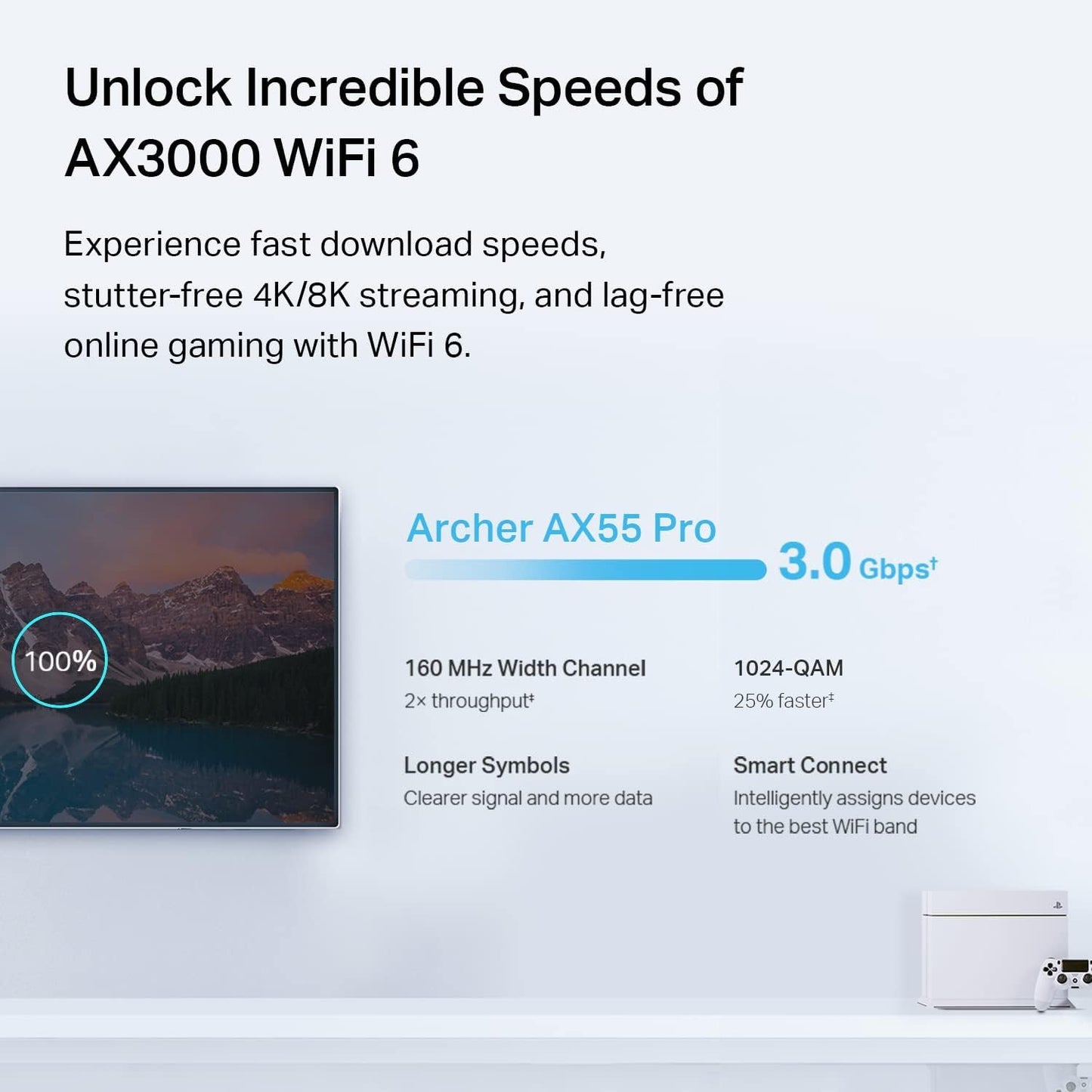 TP-Link AX3000 WiFi 6 Router con 1 Puerto WAN/LAN de 2,5 Gbps, Router inalámbrico 802.11ax, Gigabit, Router de Internet de Doble Banda, Compatible con Servidor VPN y Cliente (Archer AX55 Pro)