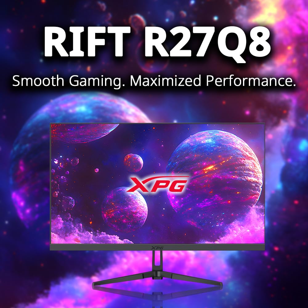 Monitor Gamer XPG Rift R27Q8 27” QHD 180Hz 1ms Fast IPS – 2560×1440, 99% sRGB, Adaptive Sync, HDMI/DP, Anti-Luz Azul, Flicker-Free, Ideal para Esports y Alta precisión Color Negro