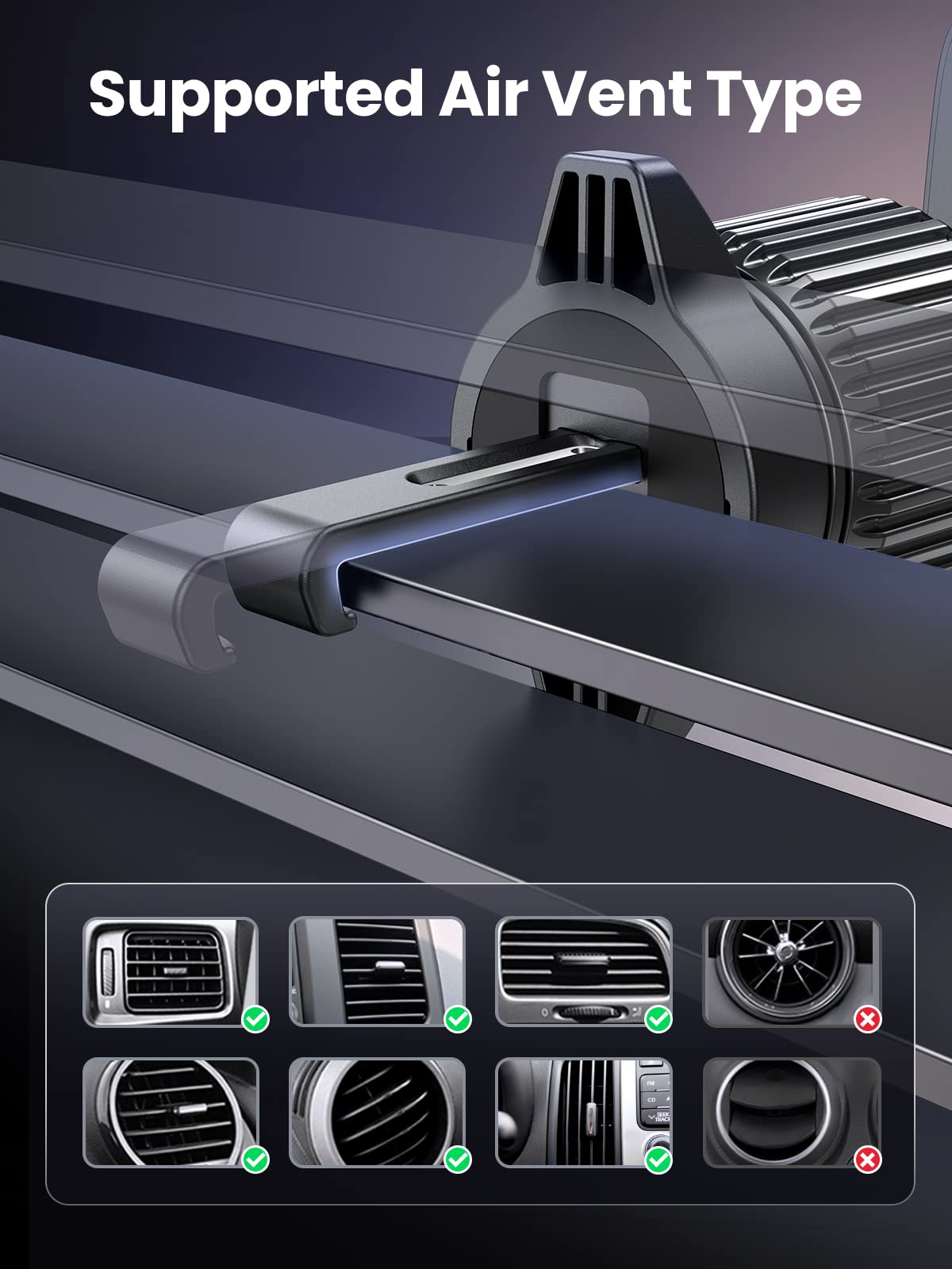 UGREEN MagSafe Cargador Inalámbrico de Coche 15W Qi, con Certificación MFI, Soporte Celular para Automóvil con Succión 11N, Compatible con iPhone 16/15/14/13/12 Series