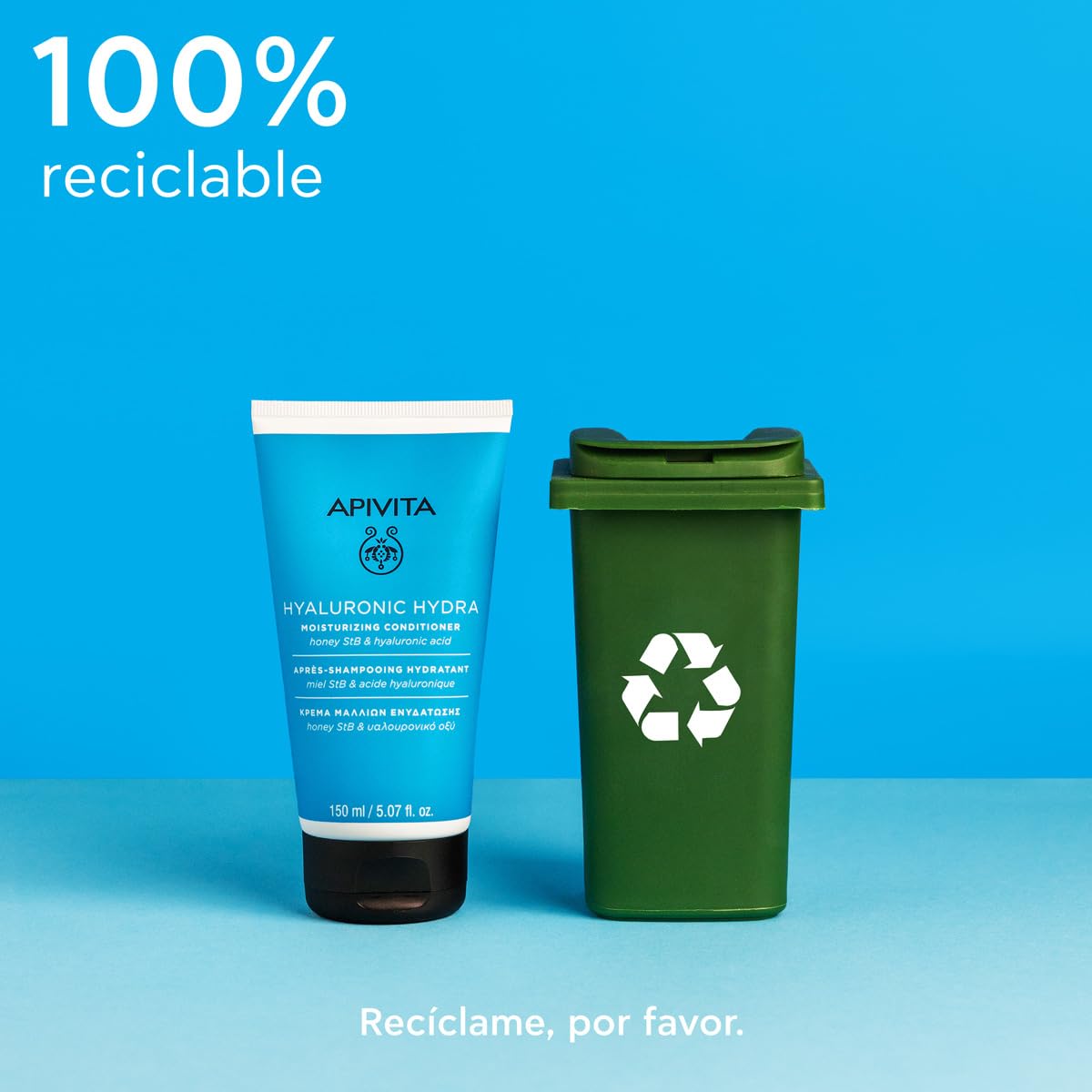 Apivita acondicionador hidratante Hyaluronic Hydra 150ml - Con ácido hialurónico, aloe y miel - Hidratación profunda del cabello, control del encrespamiento, prevención de rotura del cabello y puntas abiertas.