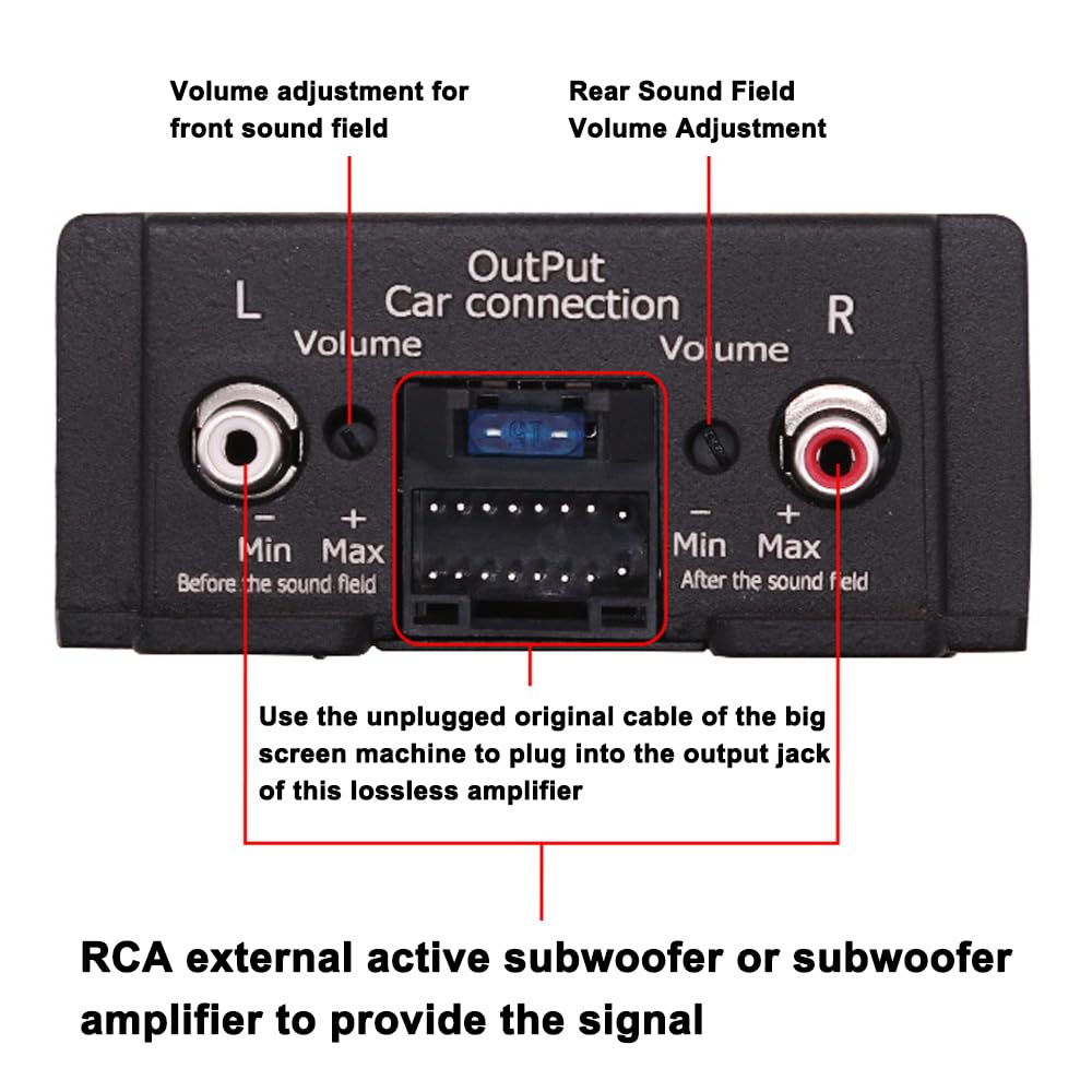 GoolRC Amplificador de rango completo de 4 canales, amplificador de potencia de modificación de audio de 80 Wx4, procesador de sonido digital clase A/B para reproductor de coche Android